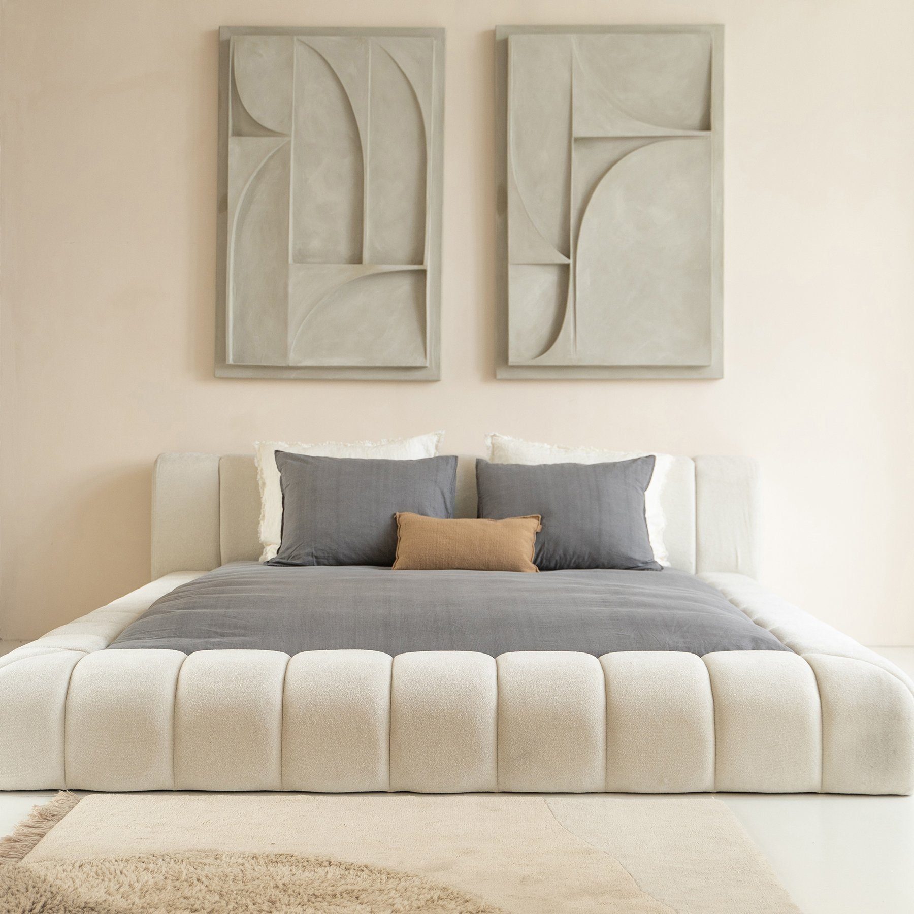 Sitheim-Europe Polsterbett Adore Desigbett Beige inkl. Hybrid-Taschenmatratzen 26 cm (1x Bettgestell, 2x Lattenroste, 1x Matratze)