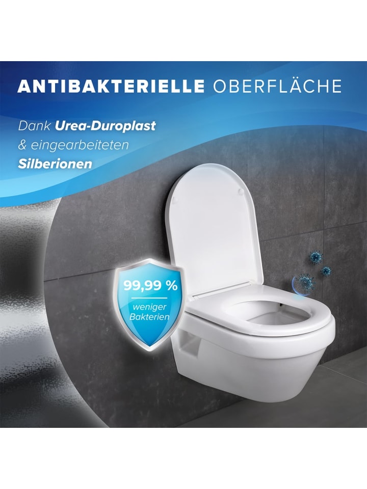 Benkstein BENKSTEIN Premium Toilettendeckel - antibakteriell D-Form weiß - Absenkautomati günstig kaufen onesize