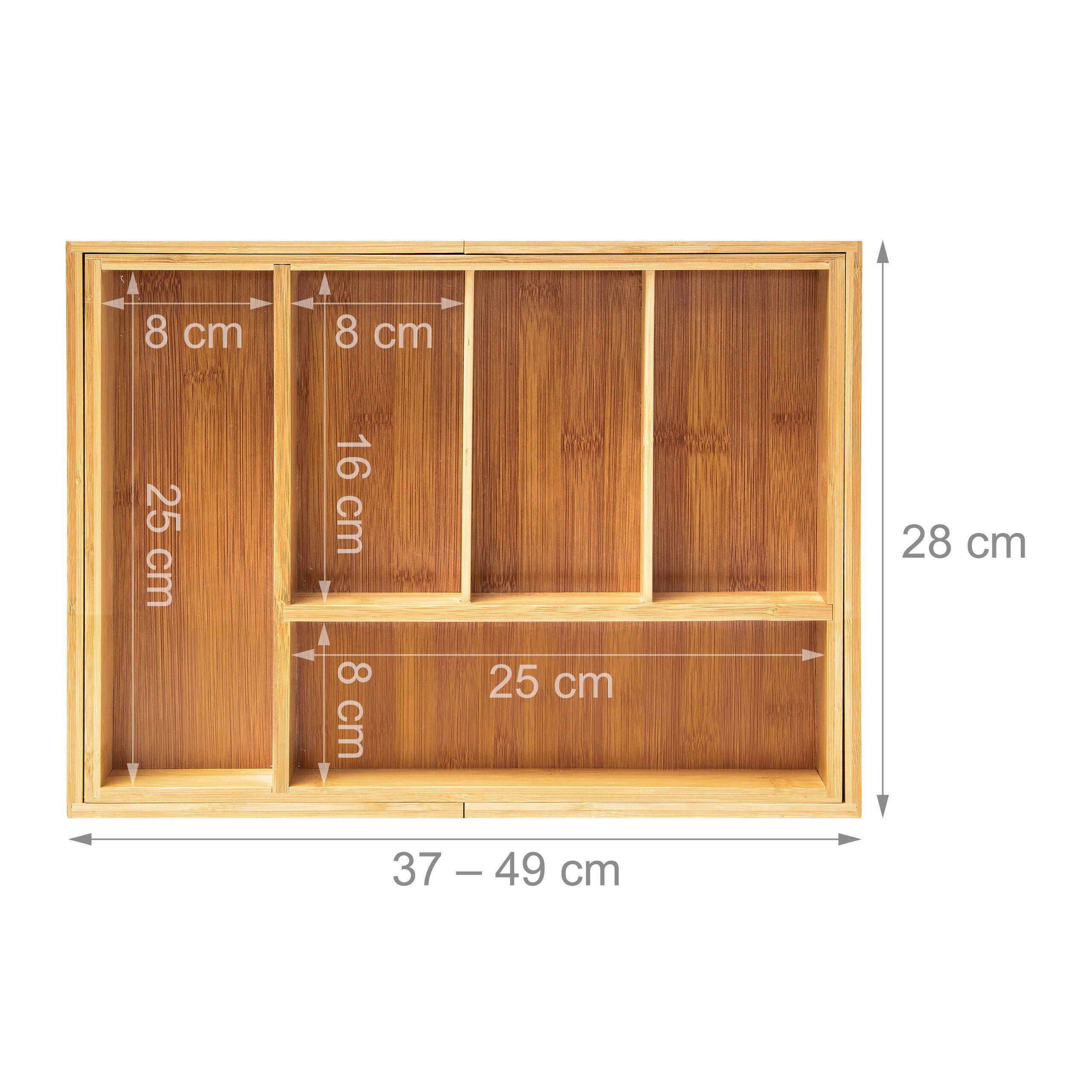 relaxdays Besteckkasten Bambus Besteckkasten verstellbar XL