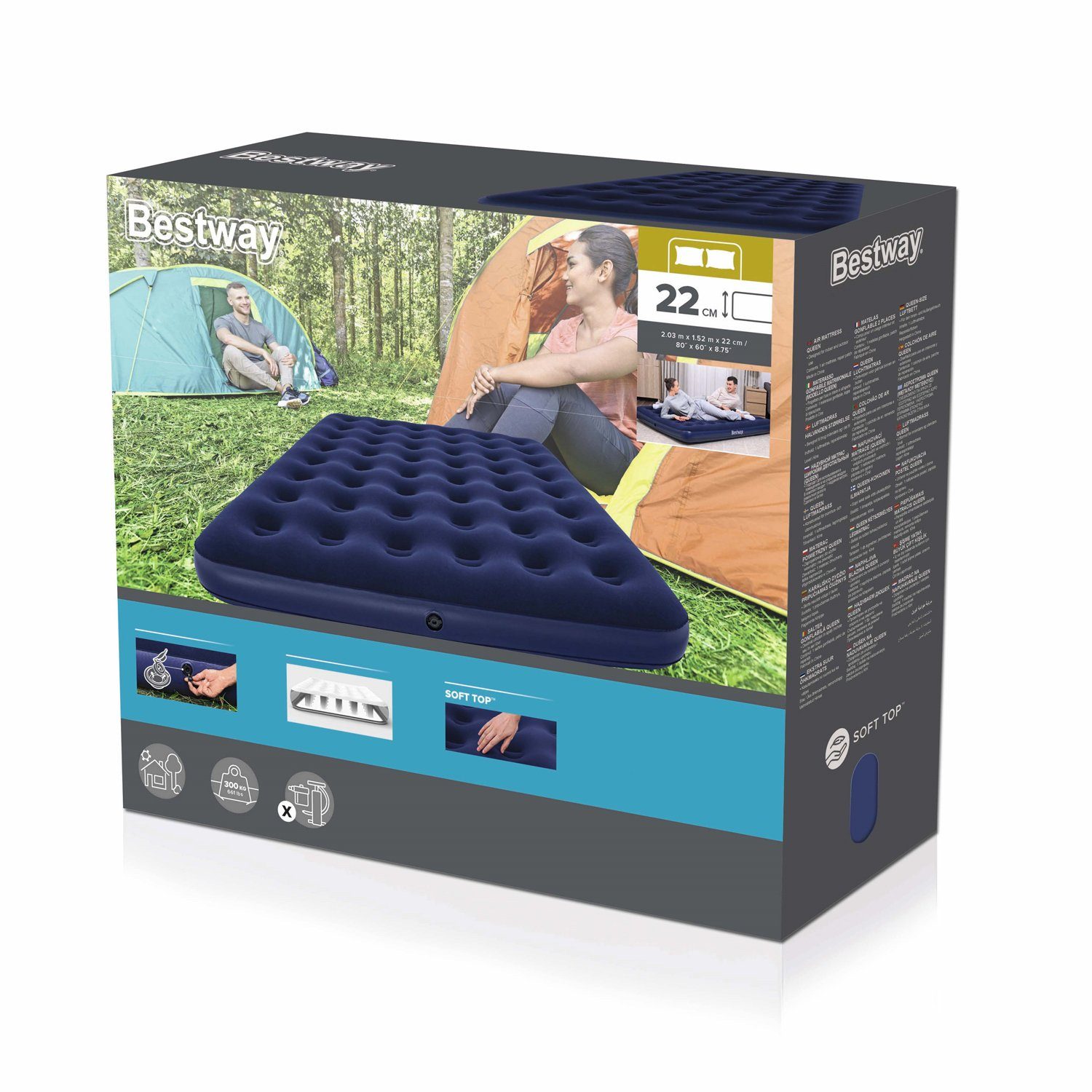 Bestway Luftbett Doppel 2 Personen Luftmatratze Camping 203 x 152 x 22 cm