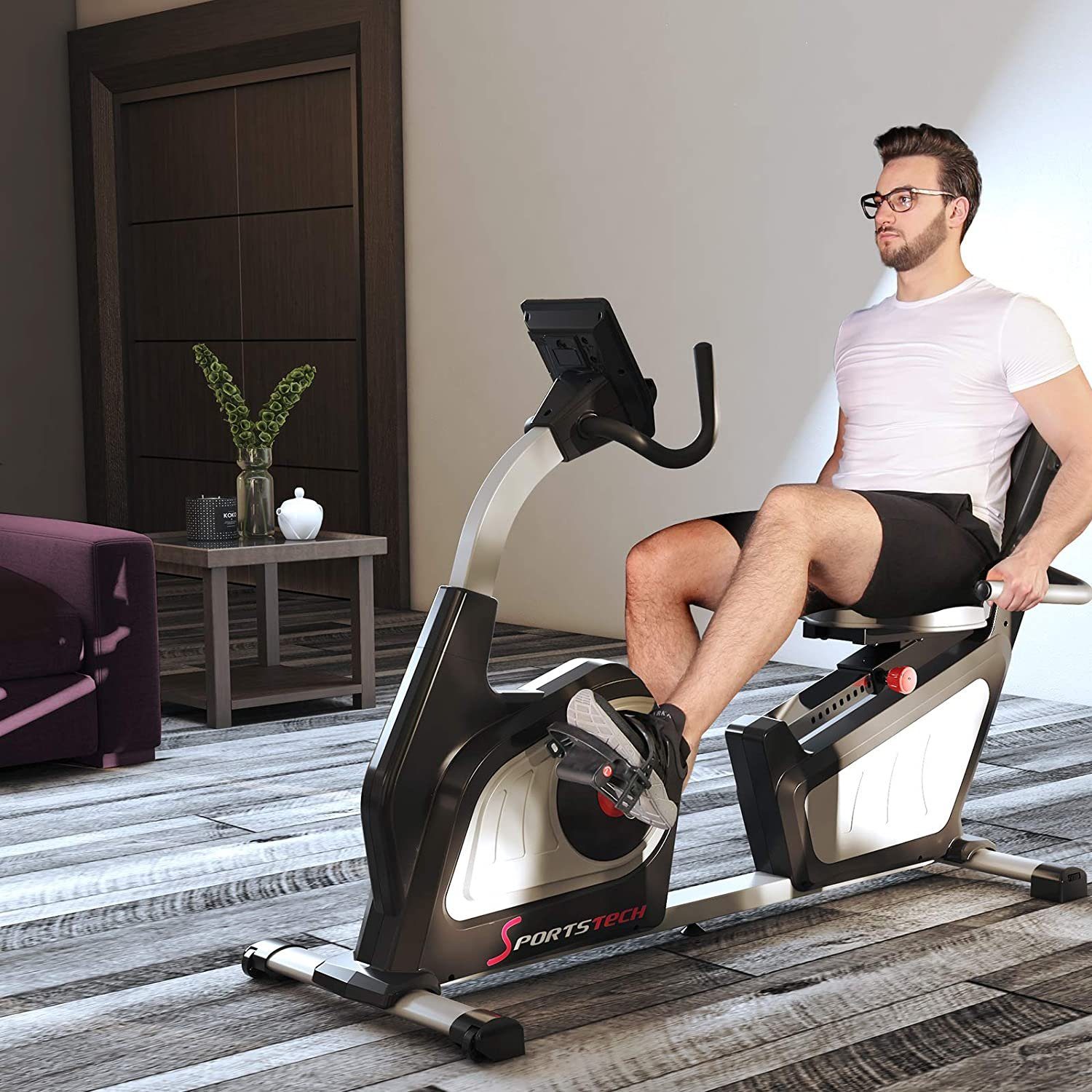 Sportstech Ergometer ES600, Liegeergometer Heimtrainer mit Rückenlehne