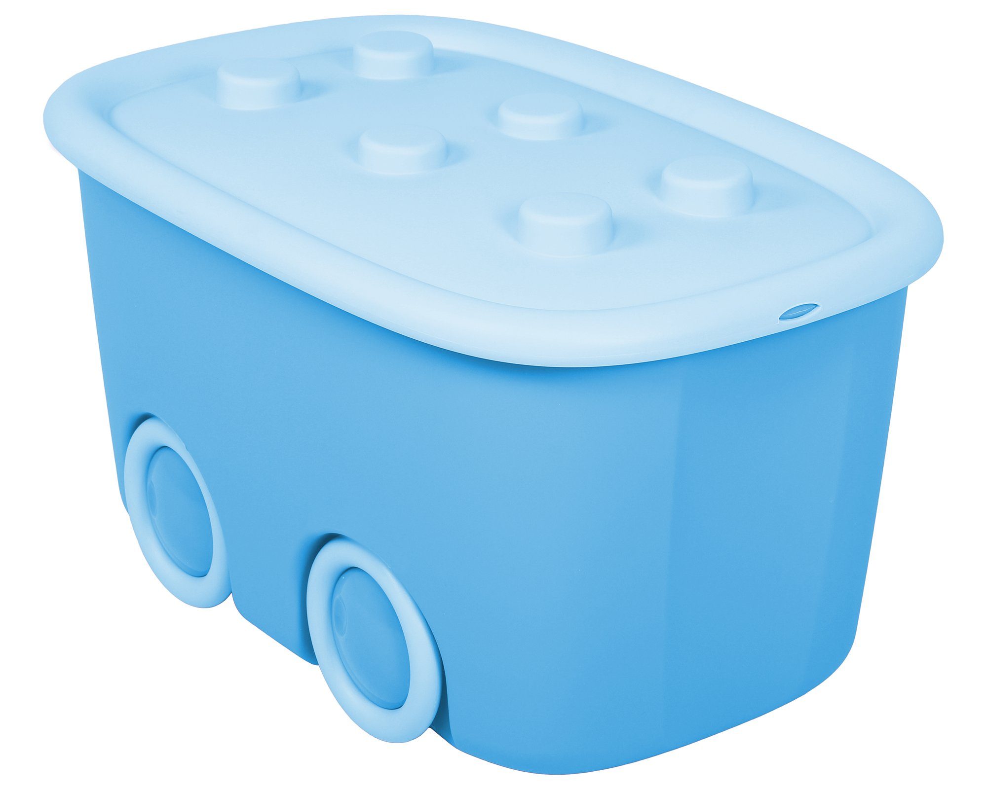 ONDIS24 Aufbewahrungsbox Spielzeugaufbewahrungsbox Spielzeugkiste Kinder (2er Set), 46 liter, Spielzeugbox Funny mit großen Rädern und aufliegendem Deckel