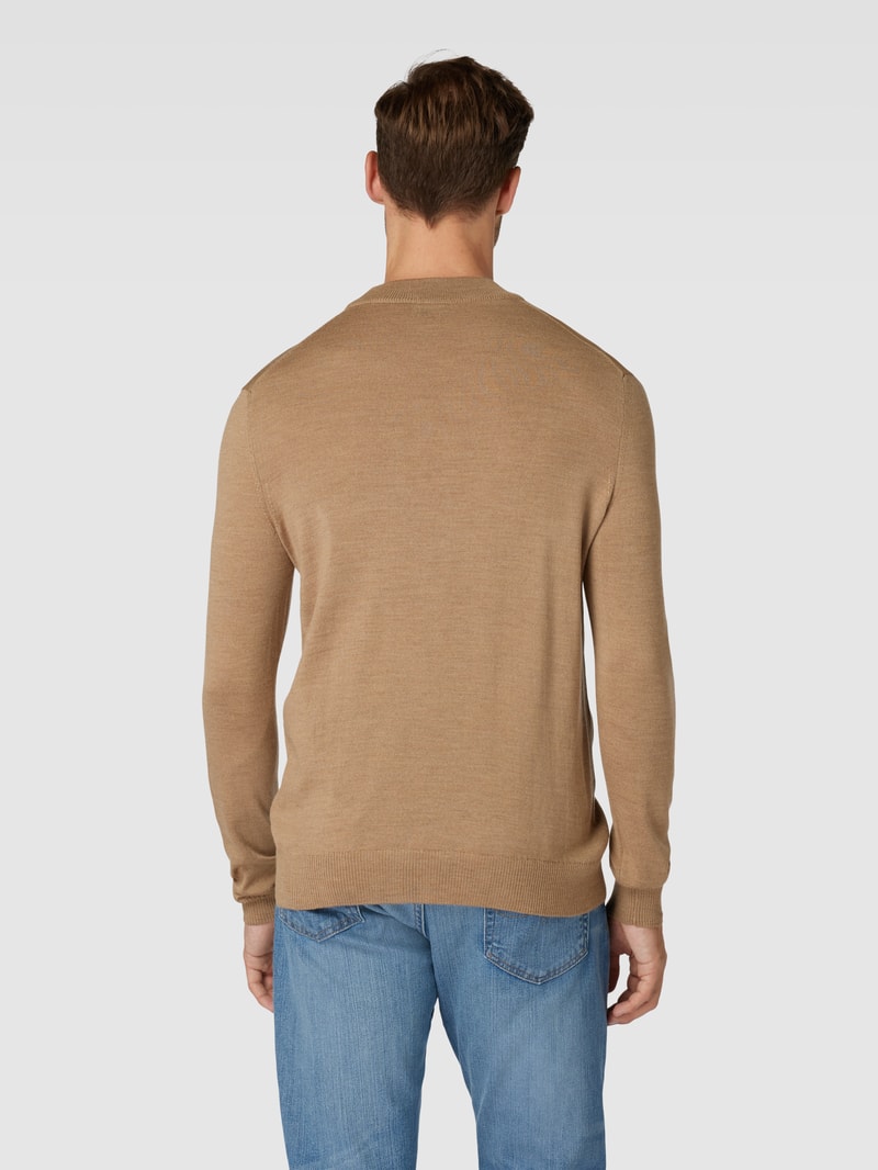 Strickpullover mit Rundhalsausschnitt Modell 'Davide' in camel