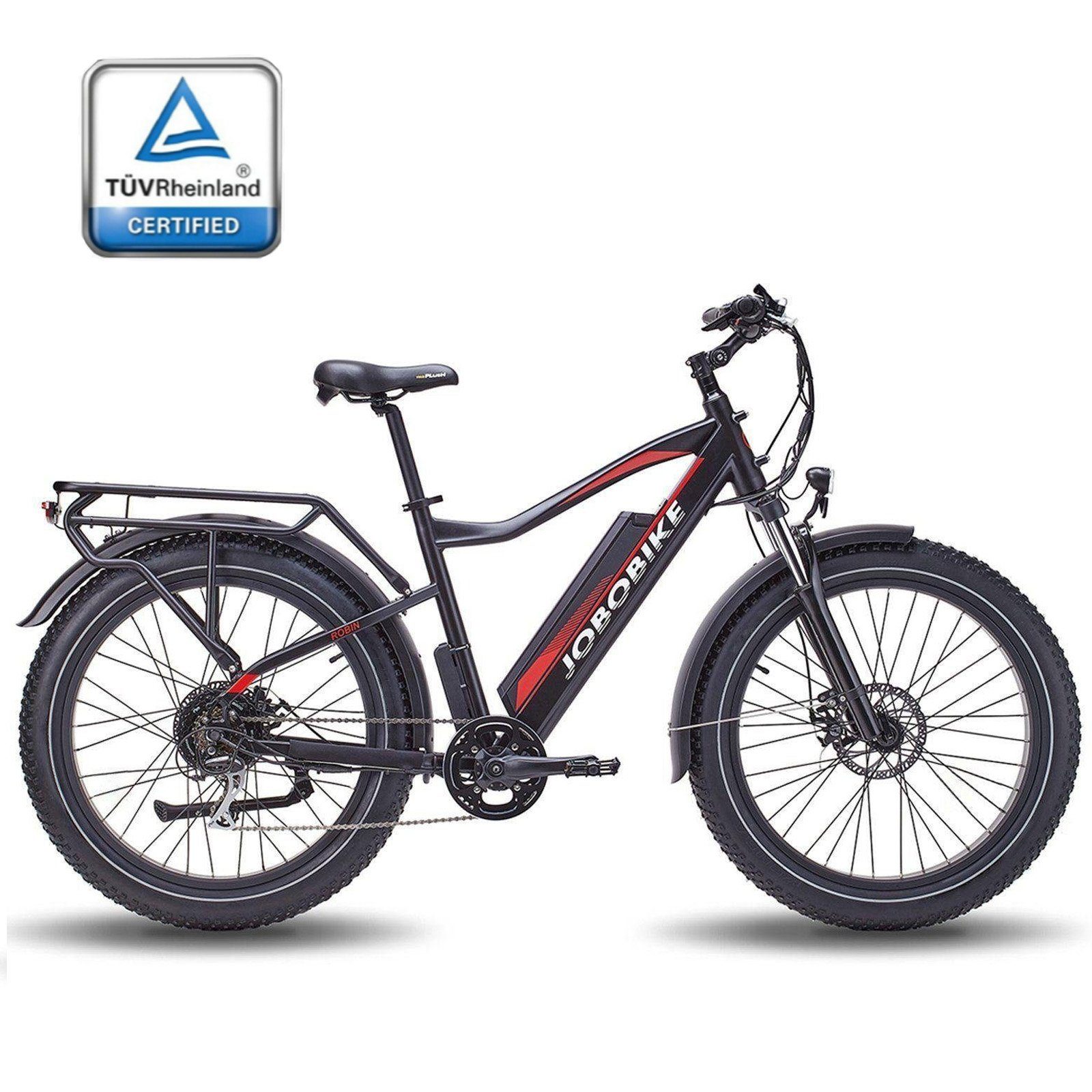 JOBOBIKE E-Bike MTB E33 Robin ebike sale Damen Herren für Fitness, 7 Gang Shimano, Kettenschaltung, Heckmotor, 672,00 Wh Akku, Hardtail E-Mountainbikes 26 Zoll Fat Tire Elektrofahrrad Heckmotor