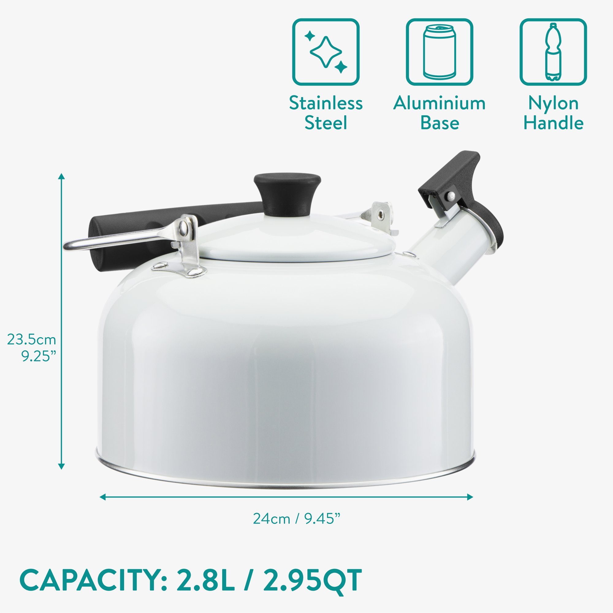 Navaris Wasserkessel Teekessel zum Wasser Aufkochen - 2,8l Wasserkessel Flötenkessel
