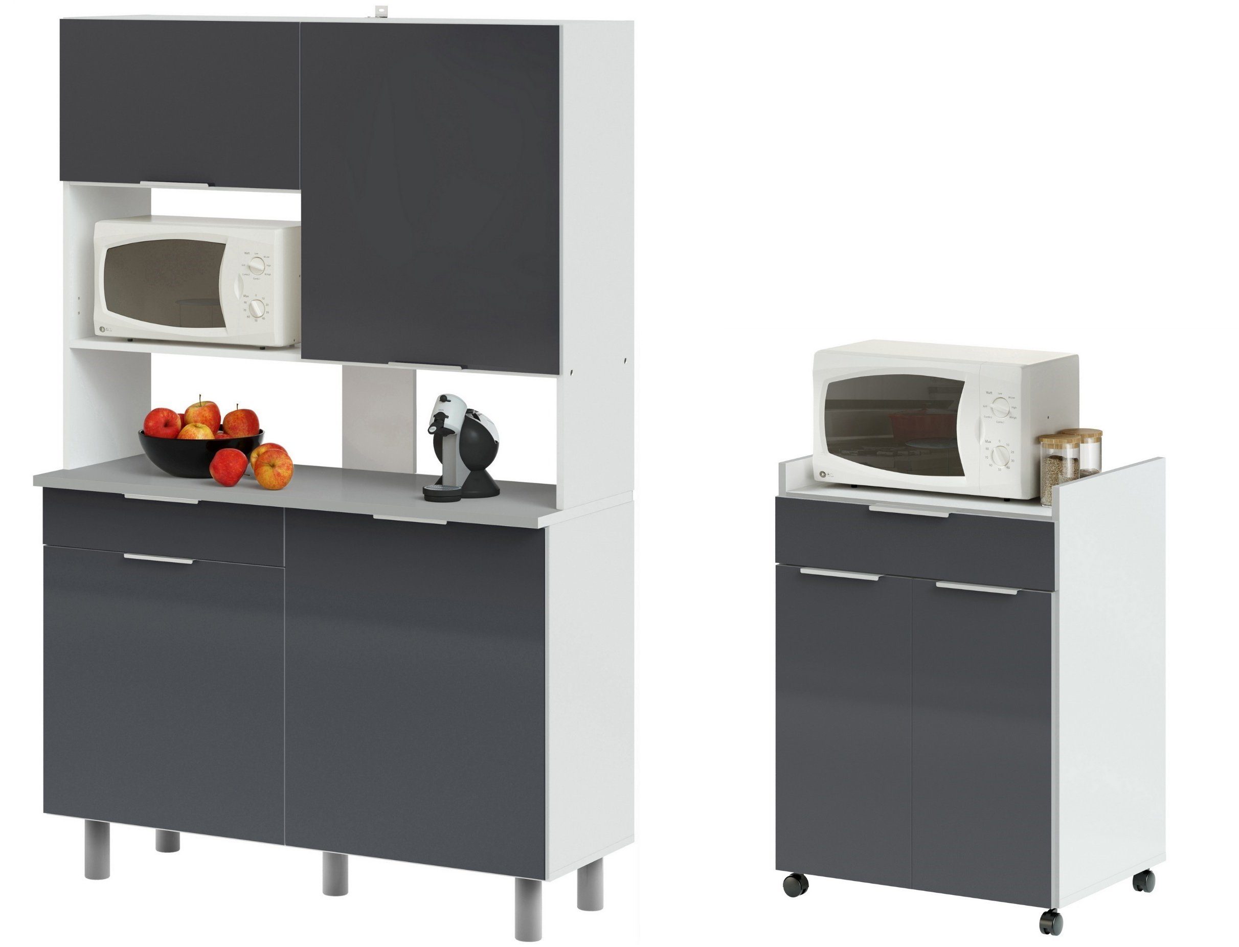 Faizee Möbel Küchenbuffet Buffetschrank Parisot Buffet Set Urban 2 Hochglanz Grau Küchenmöbel (2-St)