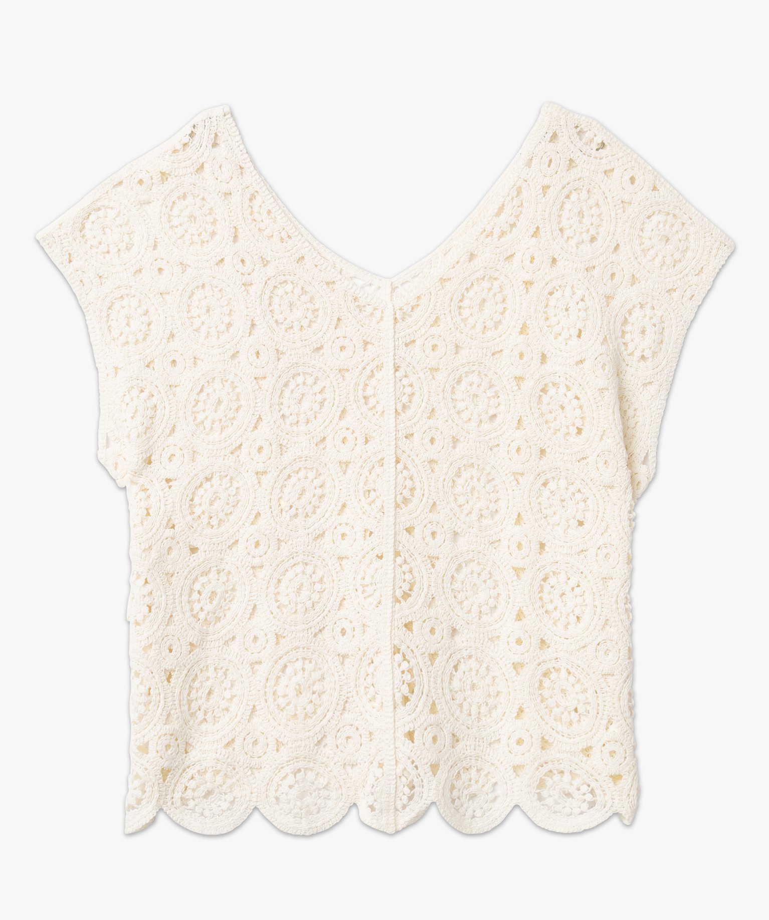 Pull sans manches en crochet femme grande taille ecru | GEMO