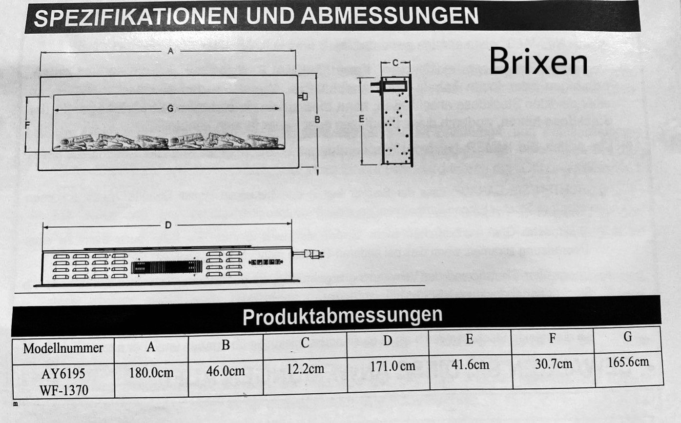 El Fuego Elektrokamin Brixen Wandkamin Elektrokamin El Fuego LED, Heizfunktion, LED Beleuchtung 3 farbig
