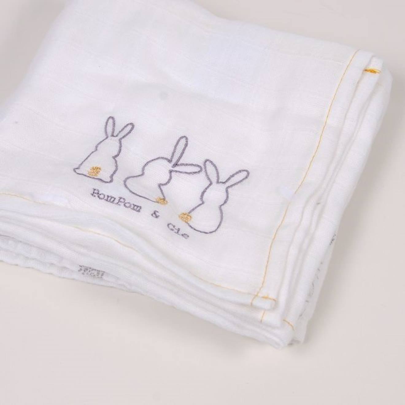 Lot de 3 langes en coton bio* Pompom beige