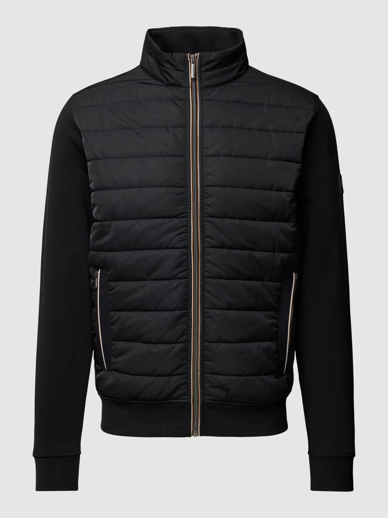 Sweatjacke mit Stehkragen in schwarz