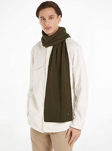 TOMMY HILFIGER Herren Schal ESSENTIAL FLAG SCARF aus Baumwolle und Kaschmir