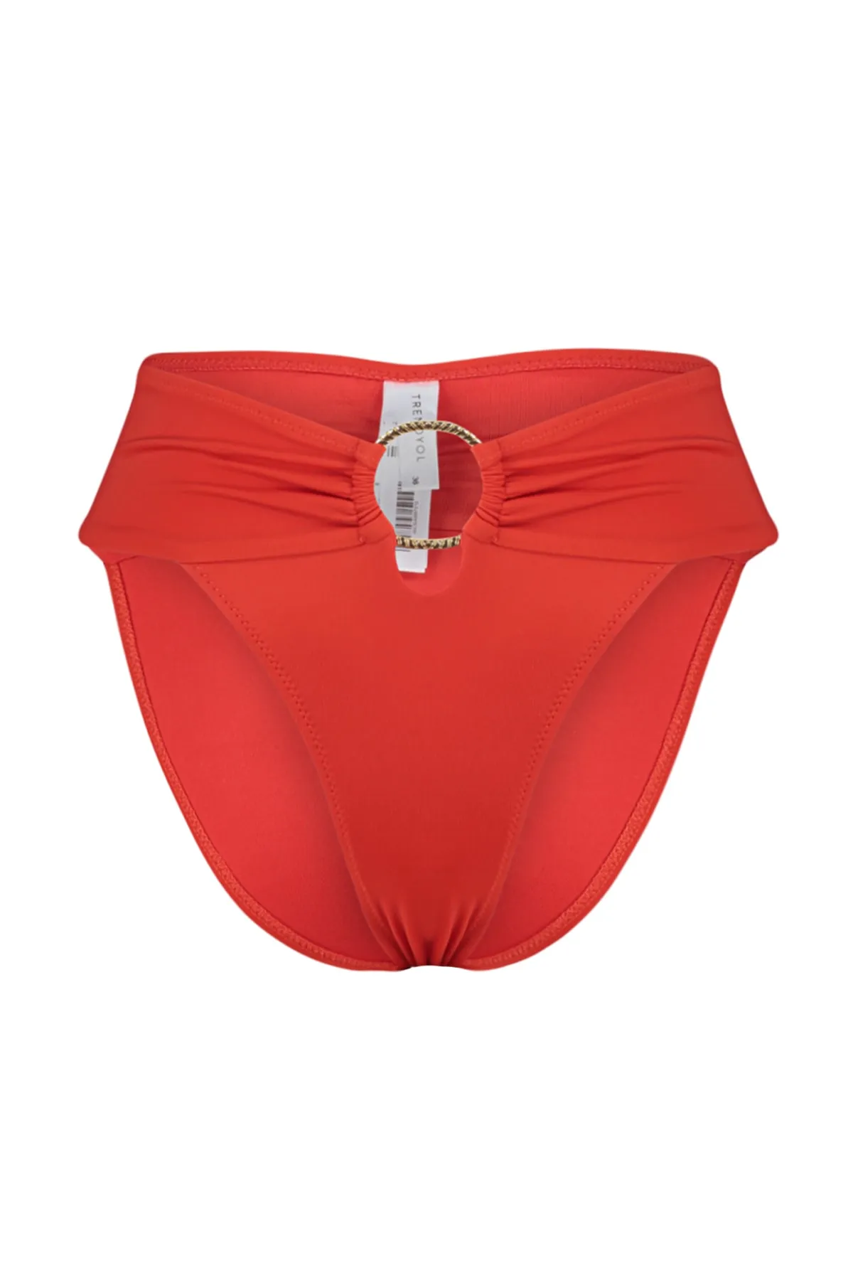 Trendyol Collection  Normale Bikinihose mit hoher Taille und hohem Beinausschnitt und roten Accessoires TBESS22BA00001