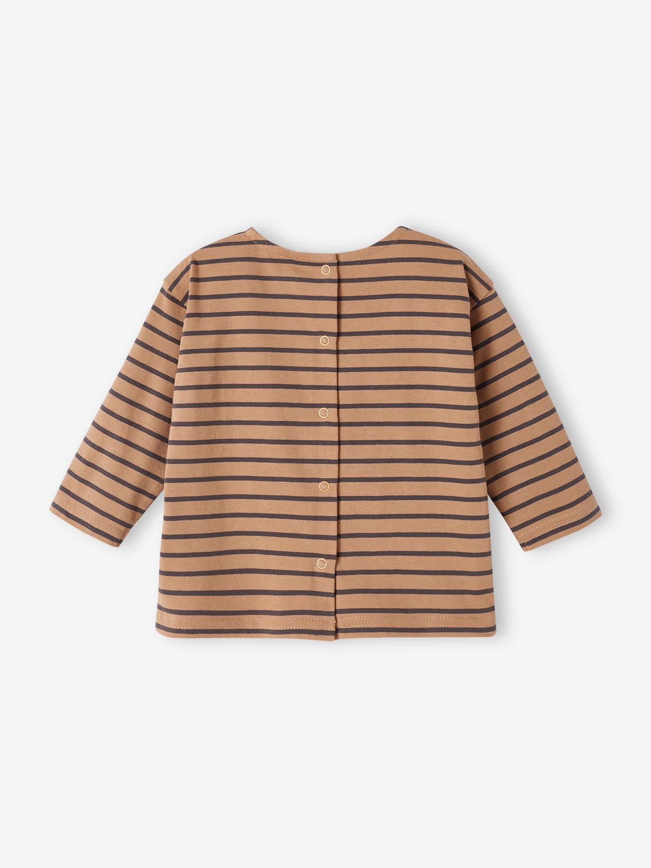 Tee-shirt rayé bébé manches longues rayé beige