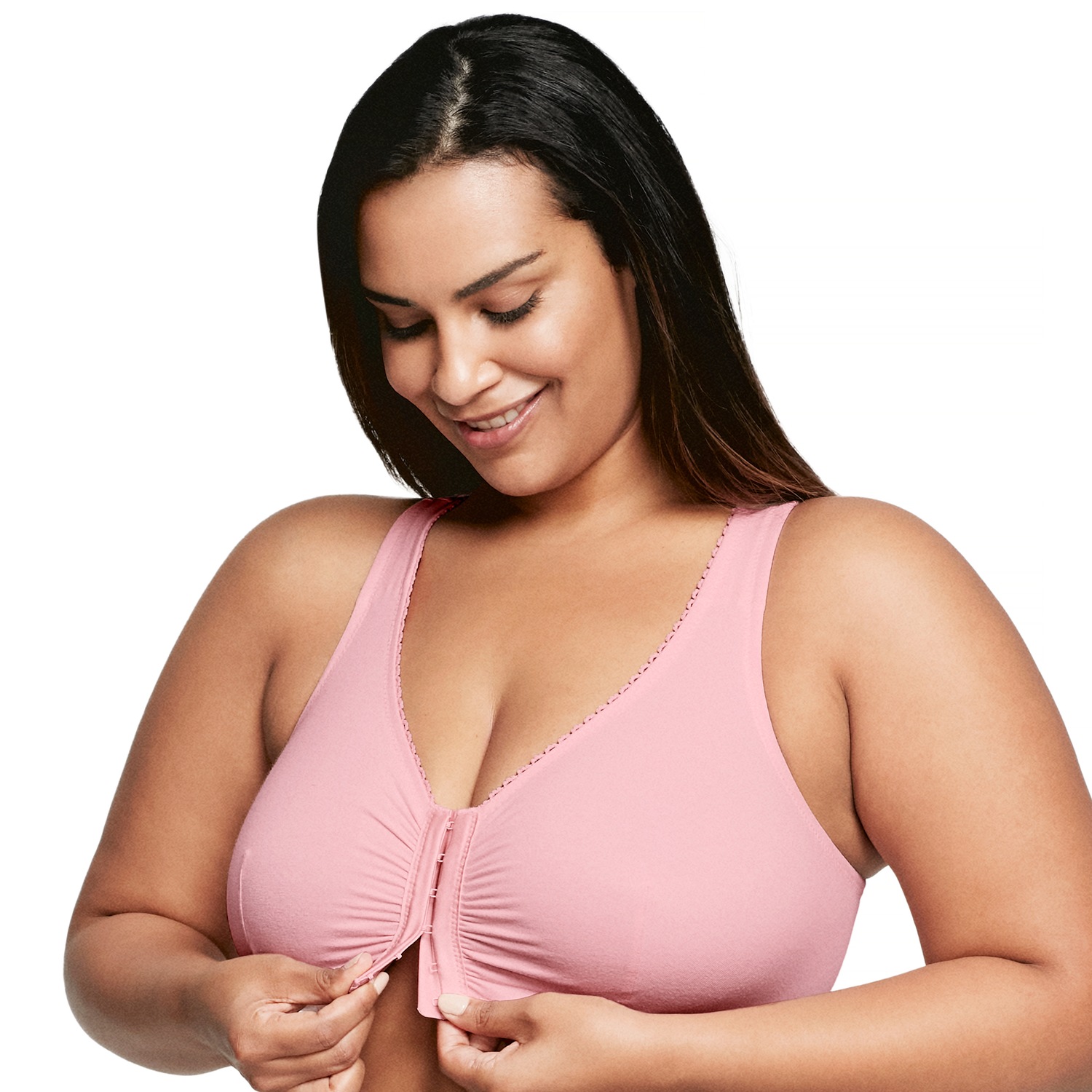 Baumwoll-BH mit Vorderverschluss und T-Rücken - Sanftes Pink