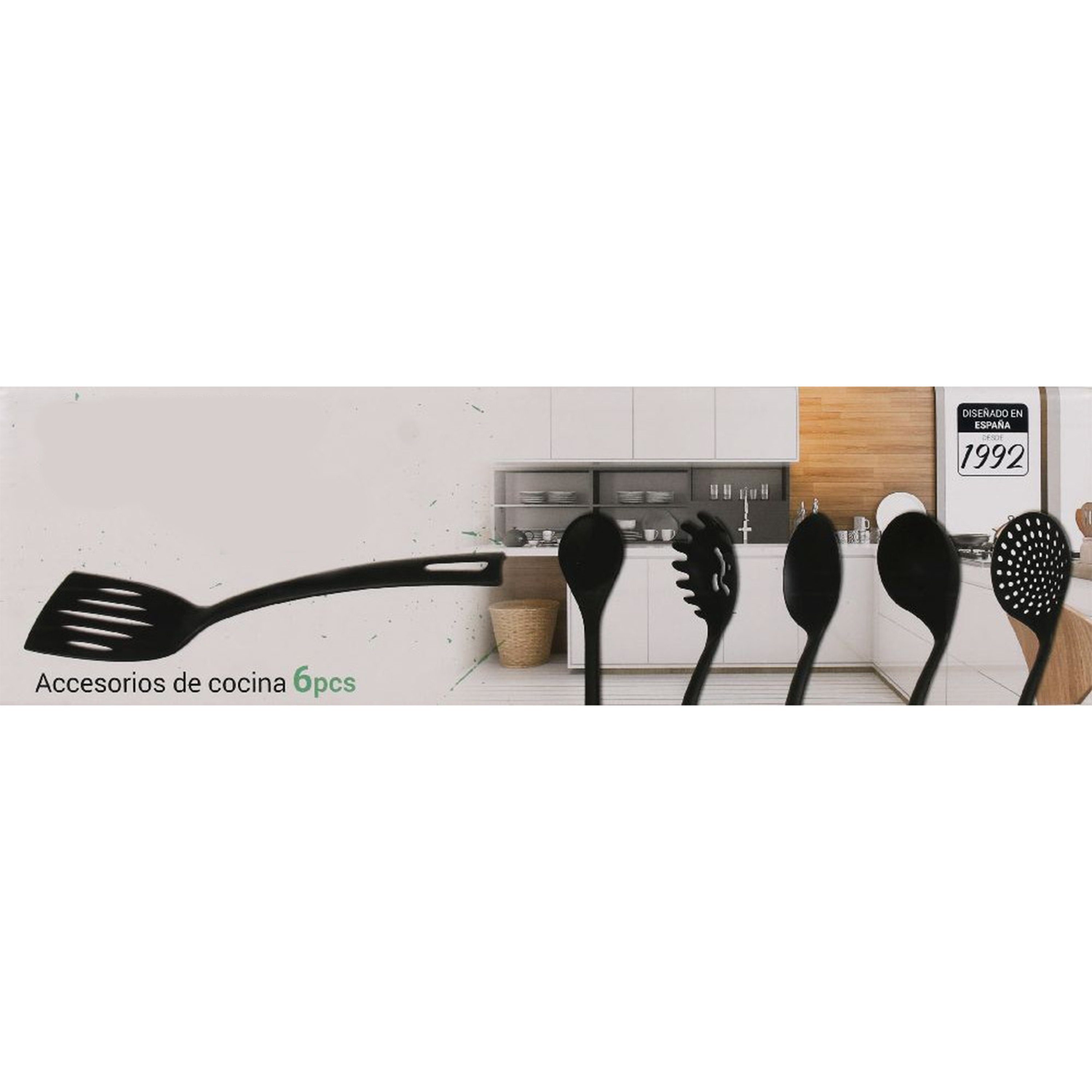 H-basics Kochbesteck-Set 6-teiliges Küchenhelfer Set aus Kunststoff Kochgeschirr (Set, 1 Pfannenwender, 1 Schaumlöffel, 1 Schopflöffel, 1 Spaghettilöffel, 1 Anrichtlöffel, 1 Kochlöffel), Hitzebeständig