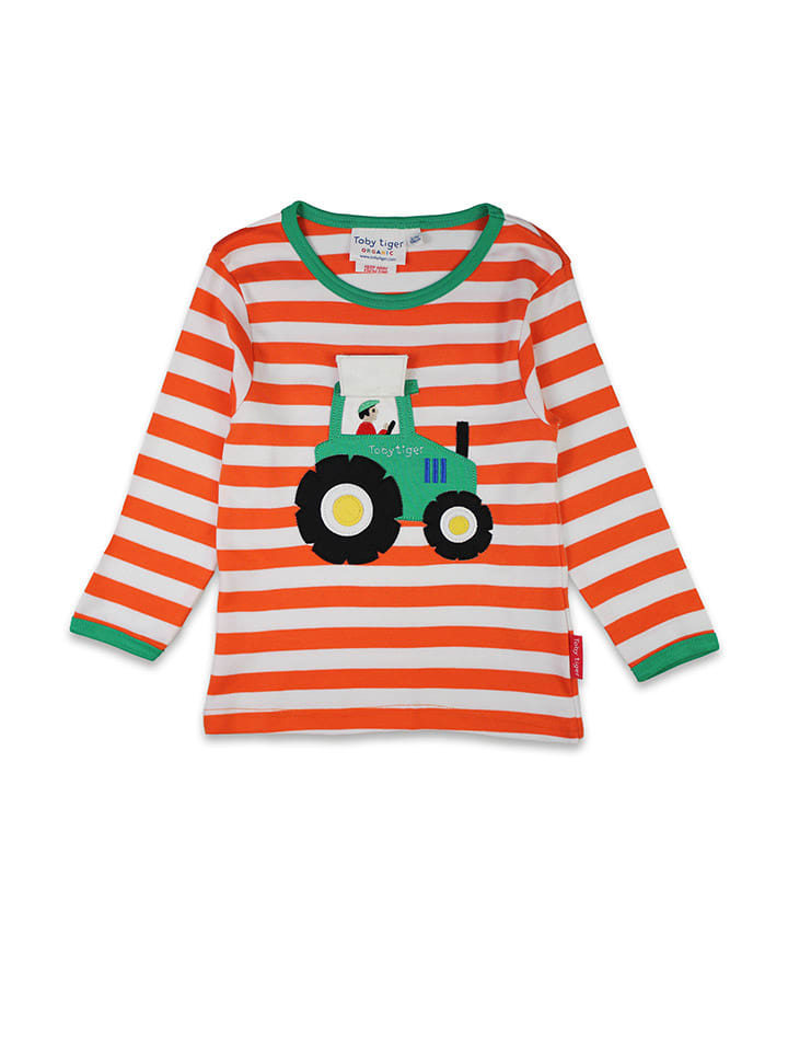 Toby Tiger Longsleeve in Orange/ Weiß/ Grün günstig kaufen