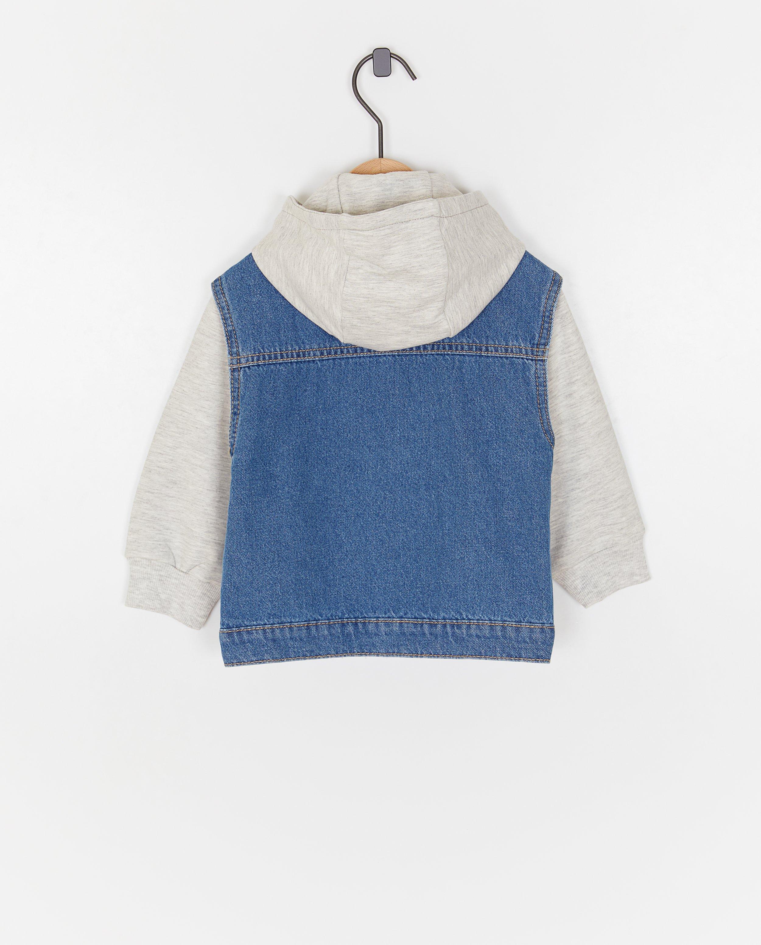 Cămașă din denim cu glugă Cuddles and Smiles, unisex albastru