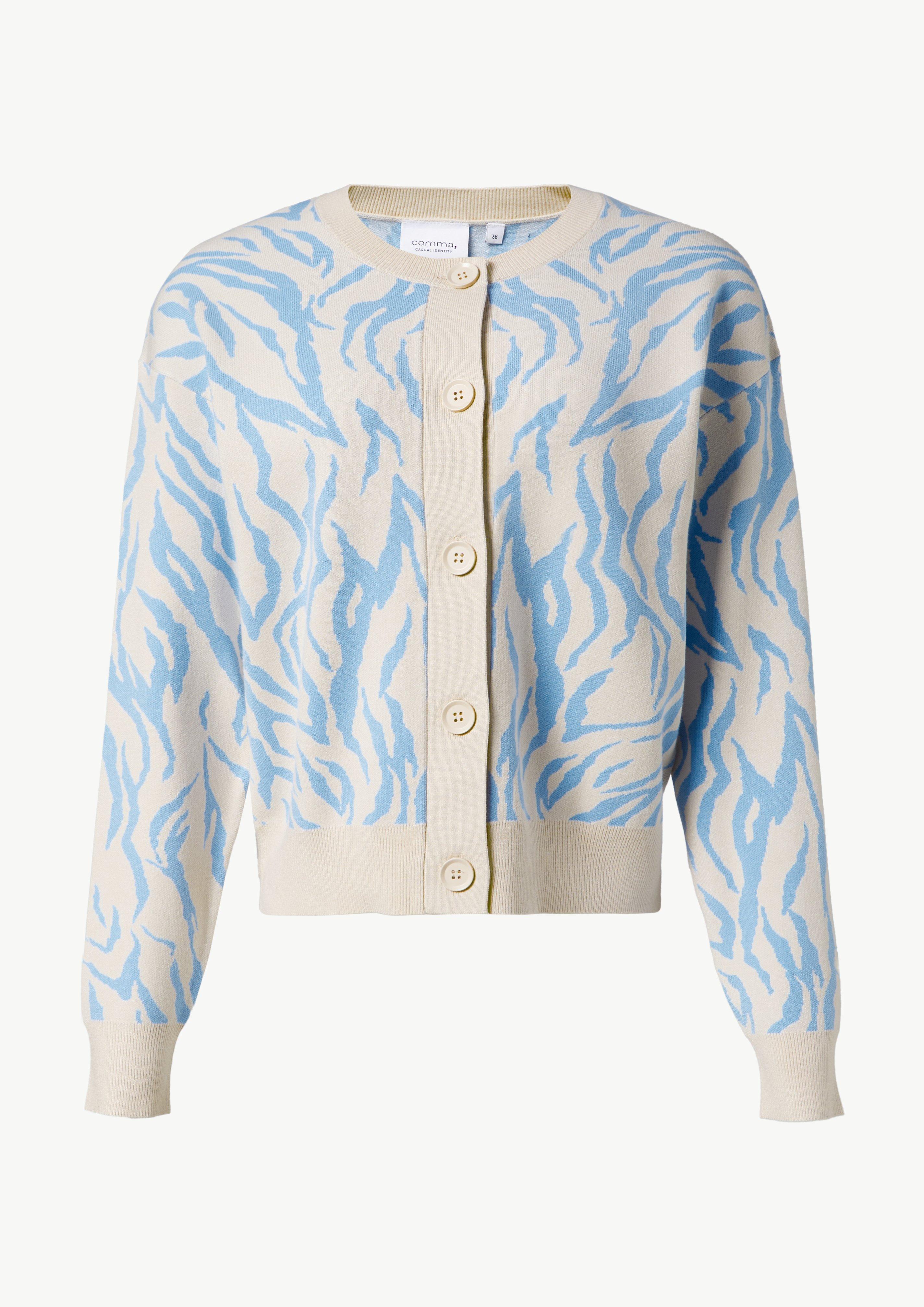 Strickjacke mit Jacquard-Muster - himmelblau