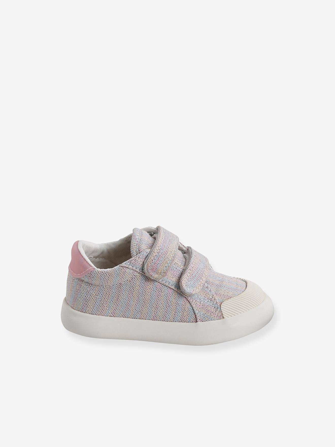 Vertbaudet Mädchen Baby Stoffschuhe, Klett - mehrfarbig