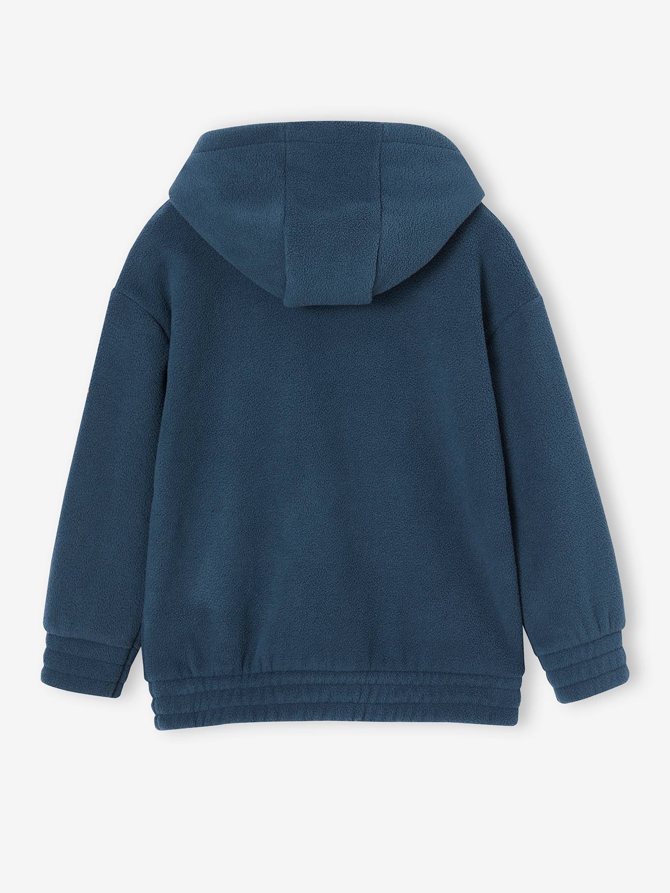 Sweat à capuche en maille polaire garçon bleu nuit