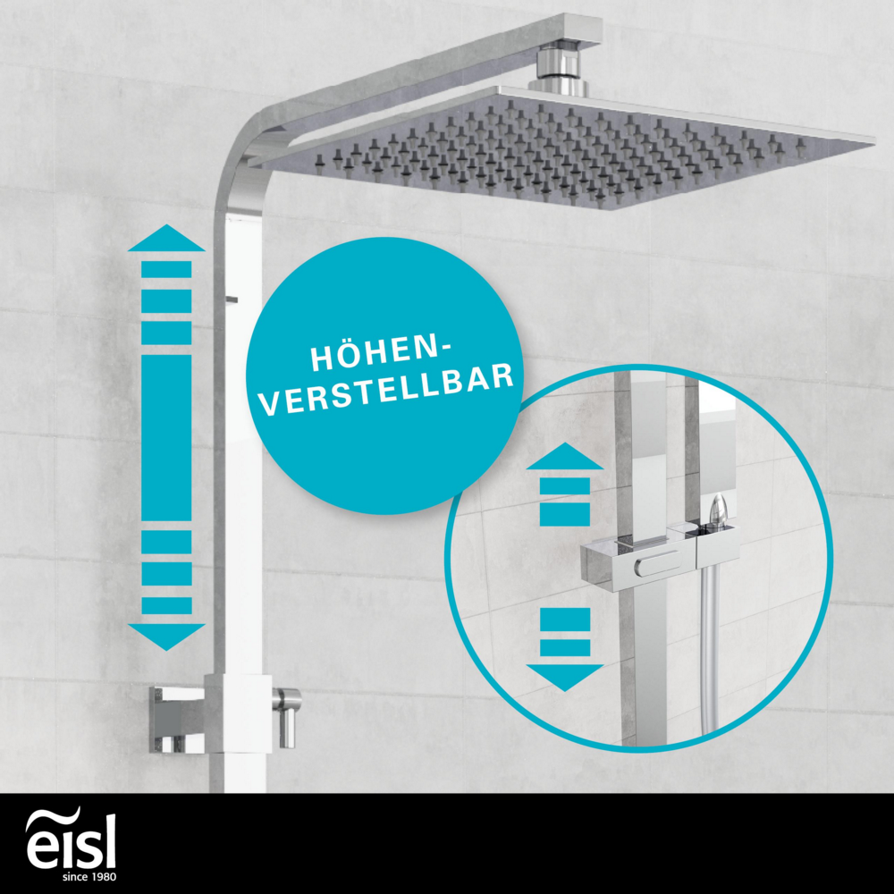 Eisl Duschset CALVINO, Duschsystem mit Thermostatarmatur, Chrom