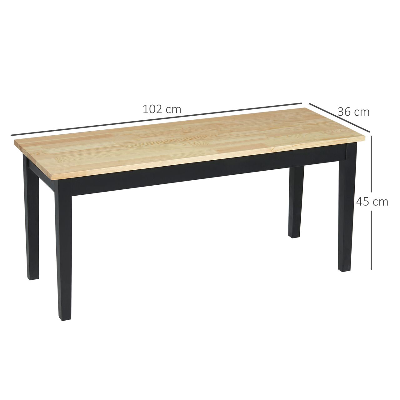 HOMCOM Sitzbank 2-Sitzer Essbank Holzbank, Küchenbank bis 220 kg belastbar