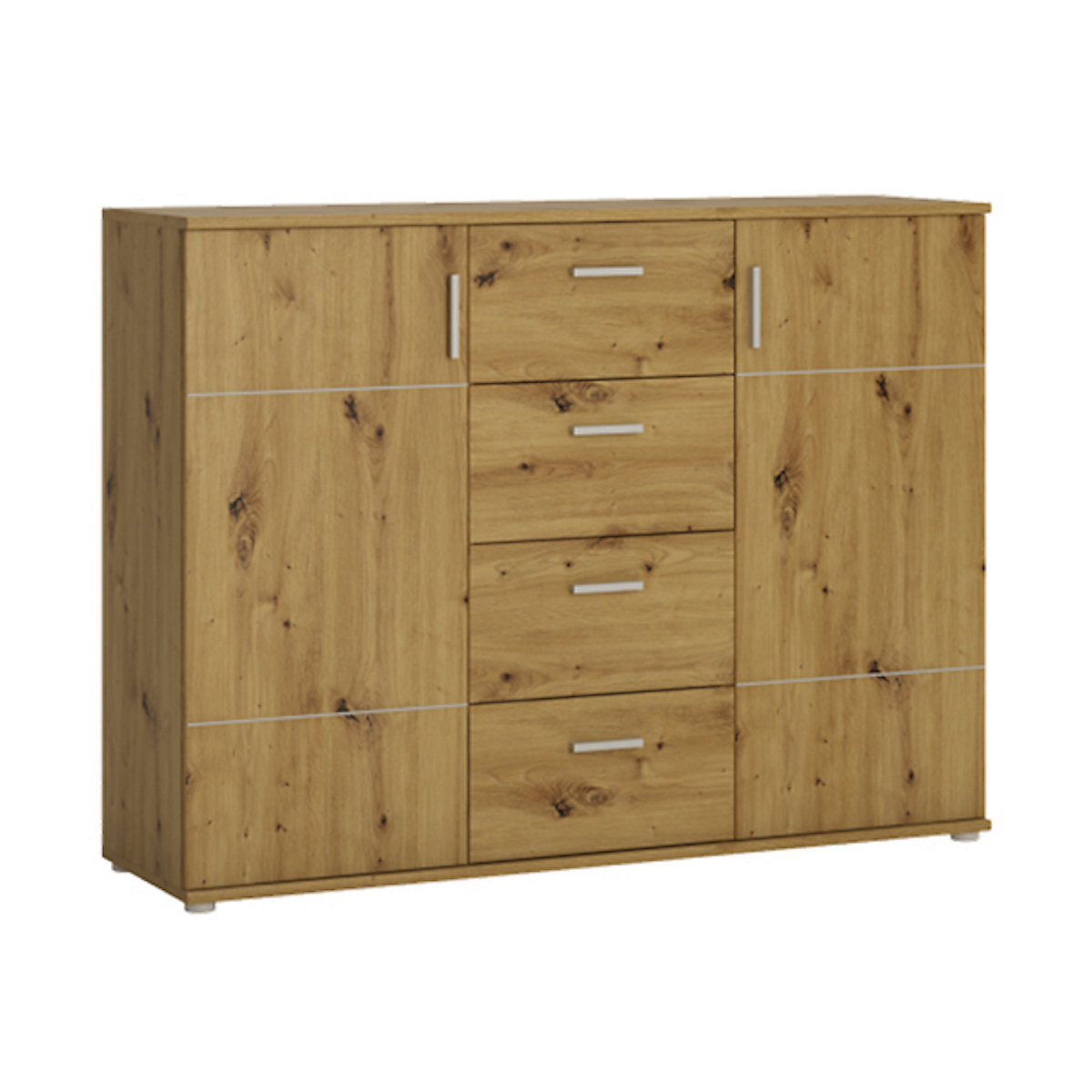 Kombikommode Sideboard Kommode Anrichte Wohnzimmer 132cm 2-türig mit 4 Schubladen