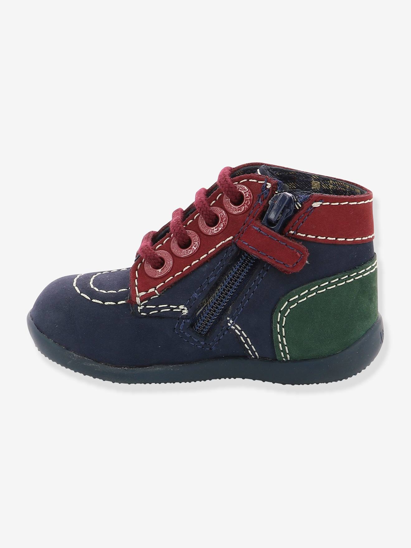 Bottillons cuir bébé garçon Bonzip KICKERS® 1ers pas marine