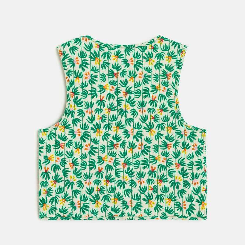 Gilet matelassé fille à imprimés plantes rose Catimini