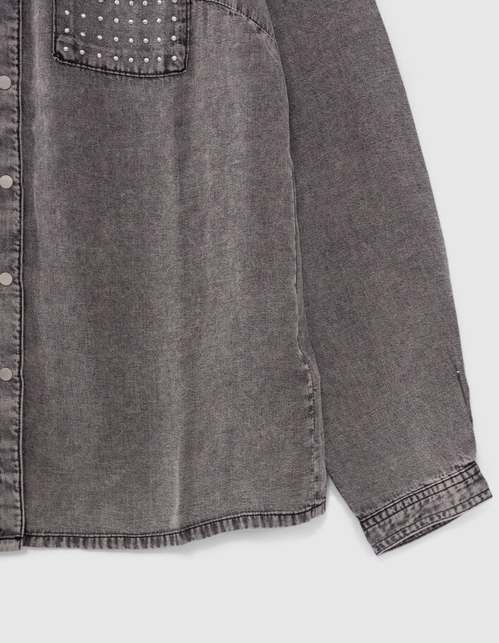 Chemise grise en Lyocell® poches cloutées Femme