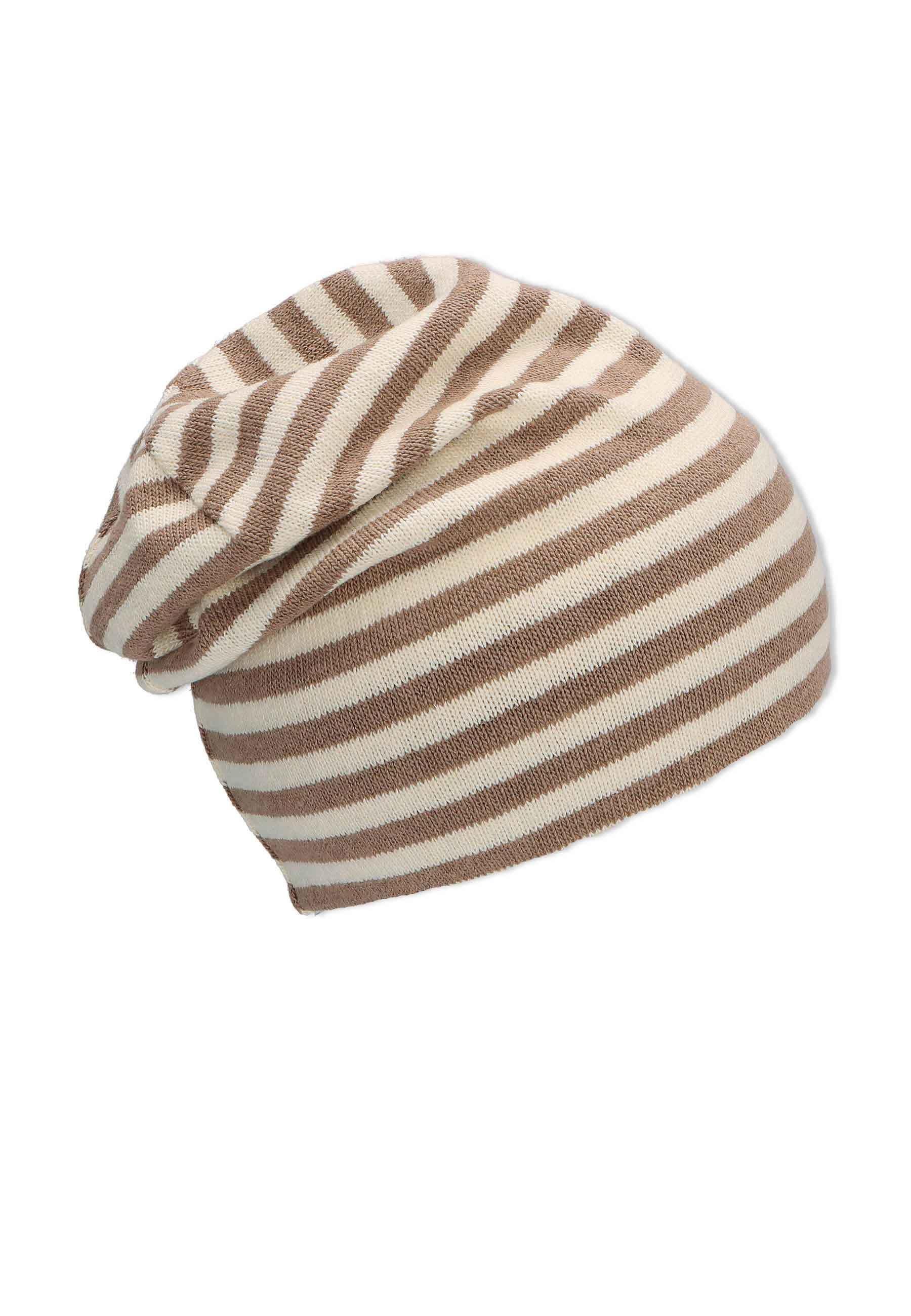 Slouch-Beanie aus Baumwollmischgewebe mit Streifen
