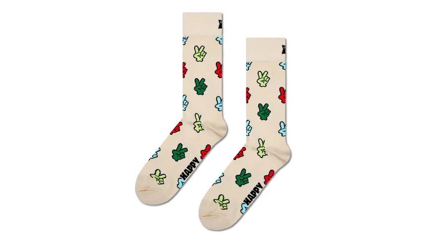Happy Socks Unisex Socken Victory Sign Beige