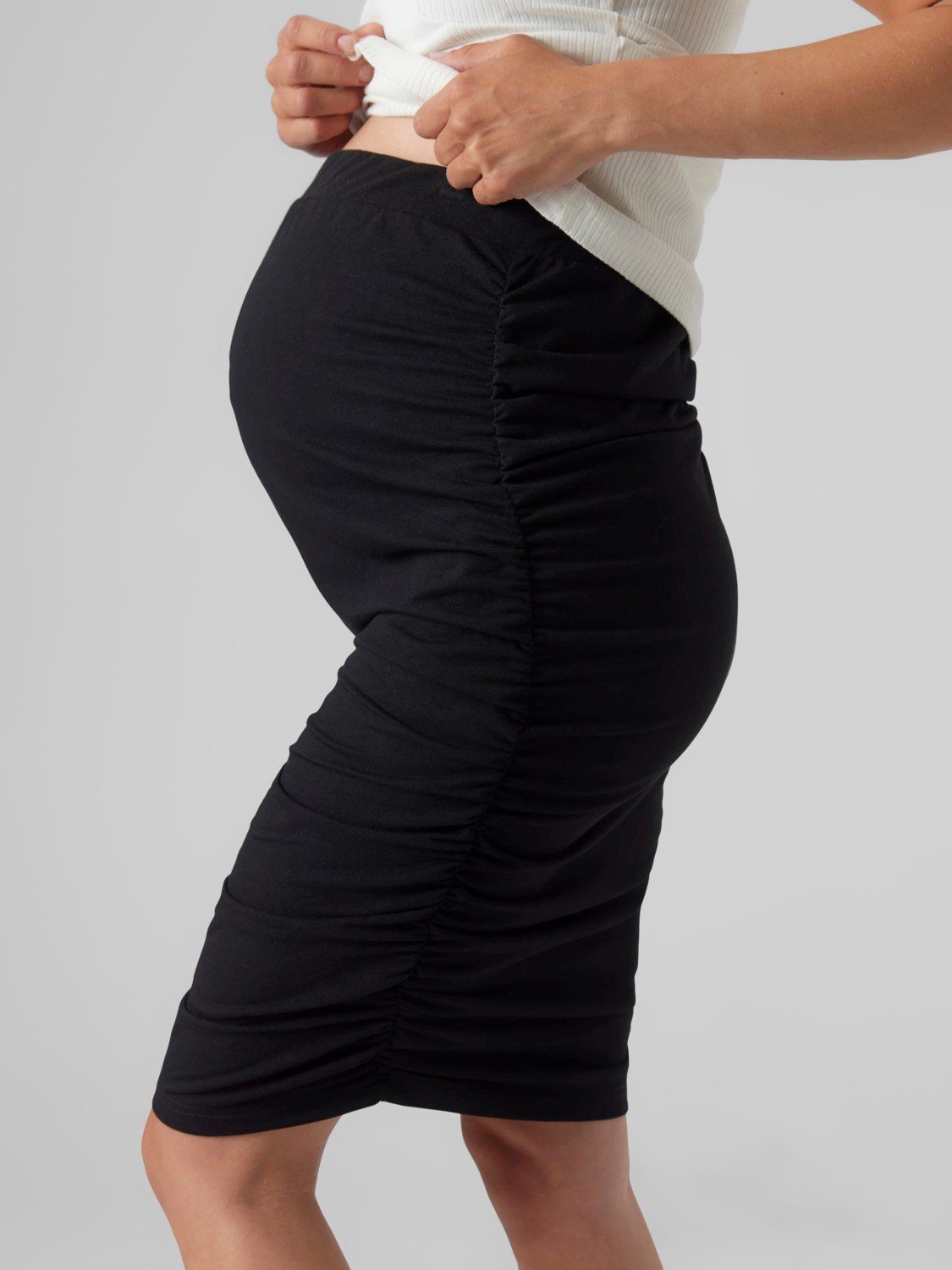 Mamalicious Umstandsrock Umstands Mini Rock Geraffter Schlauchrock MLMACY 5422 in Schwarz-2