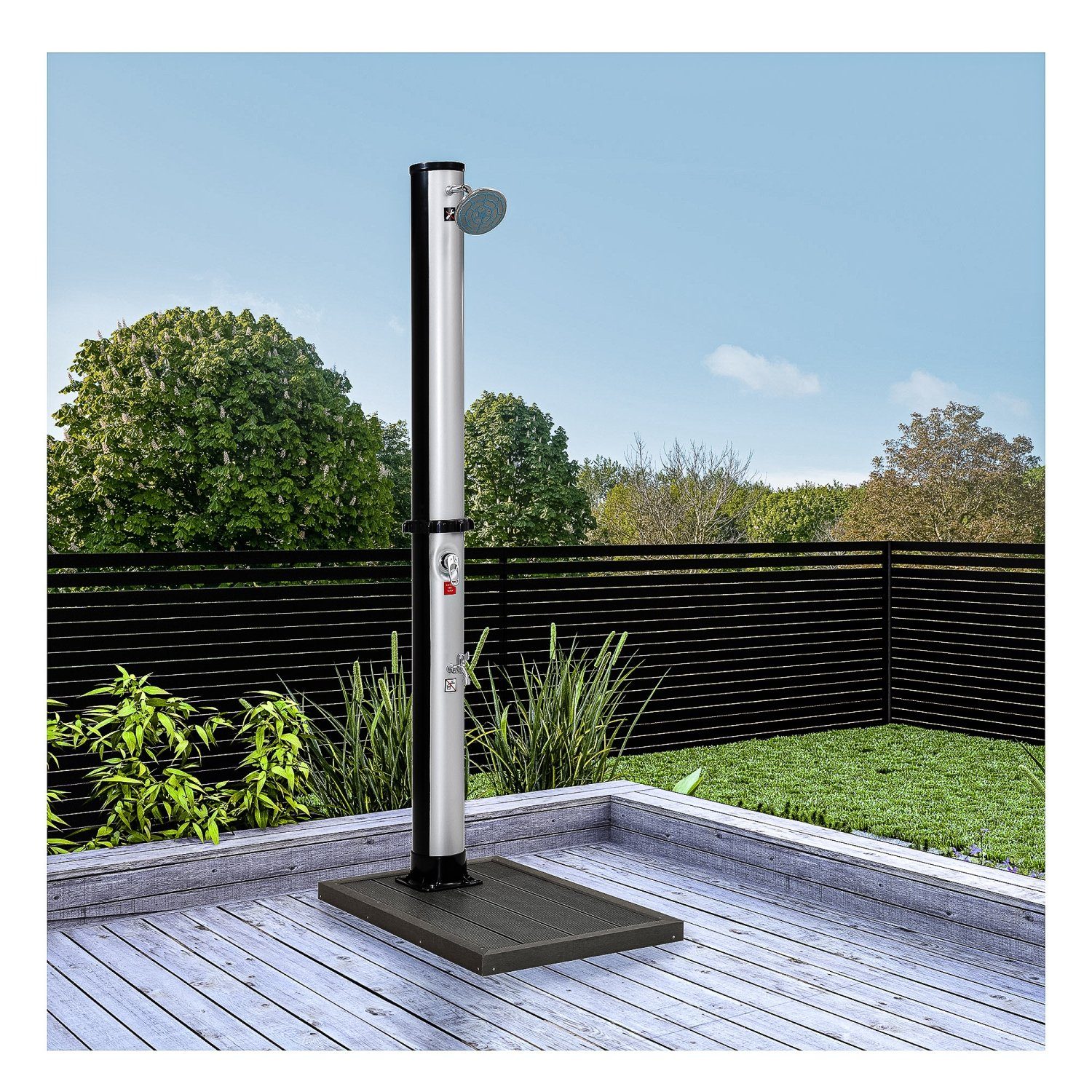 STILISTA Solardusche Gartendusche Pooldusche Außendusche Campingdusche, 35 Liter, Regenduschkopf, Wasserhahn, Modell u. Farbwahl