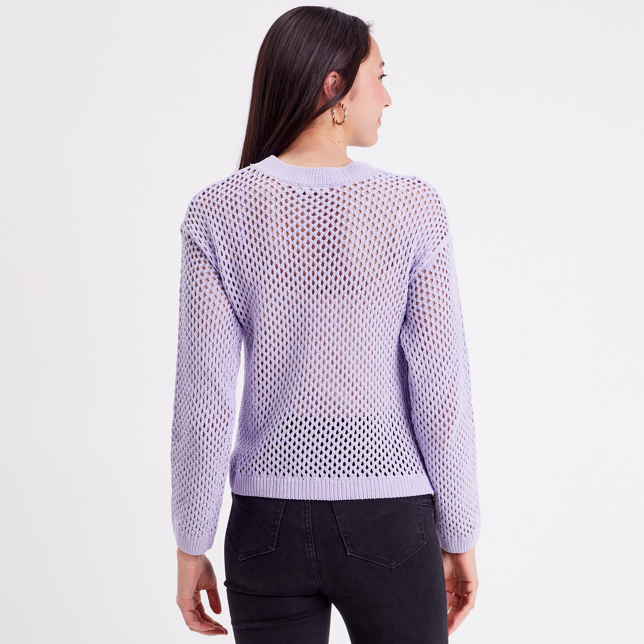 Pull ajouré col rond parme femme | Cache Cache