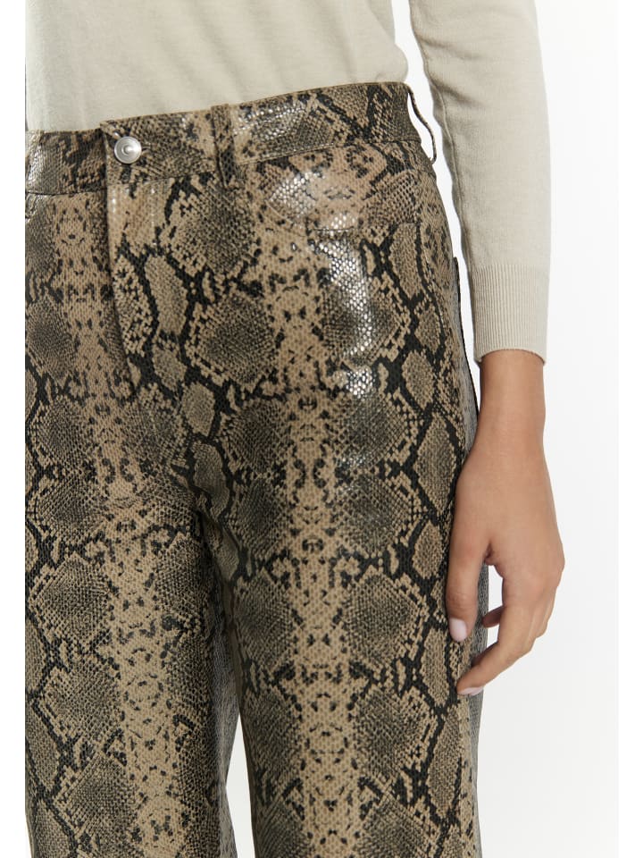 faina Lederhose in Beige Schlange günstig kaufen