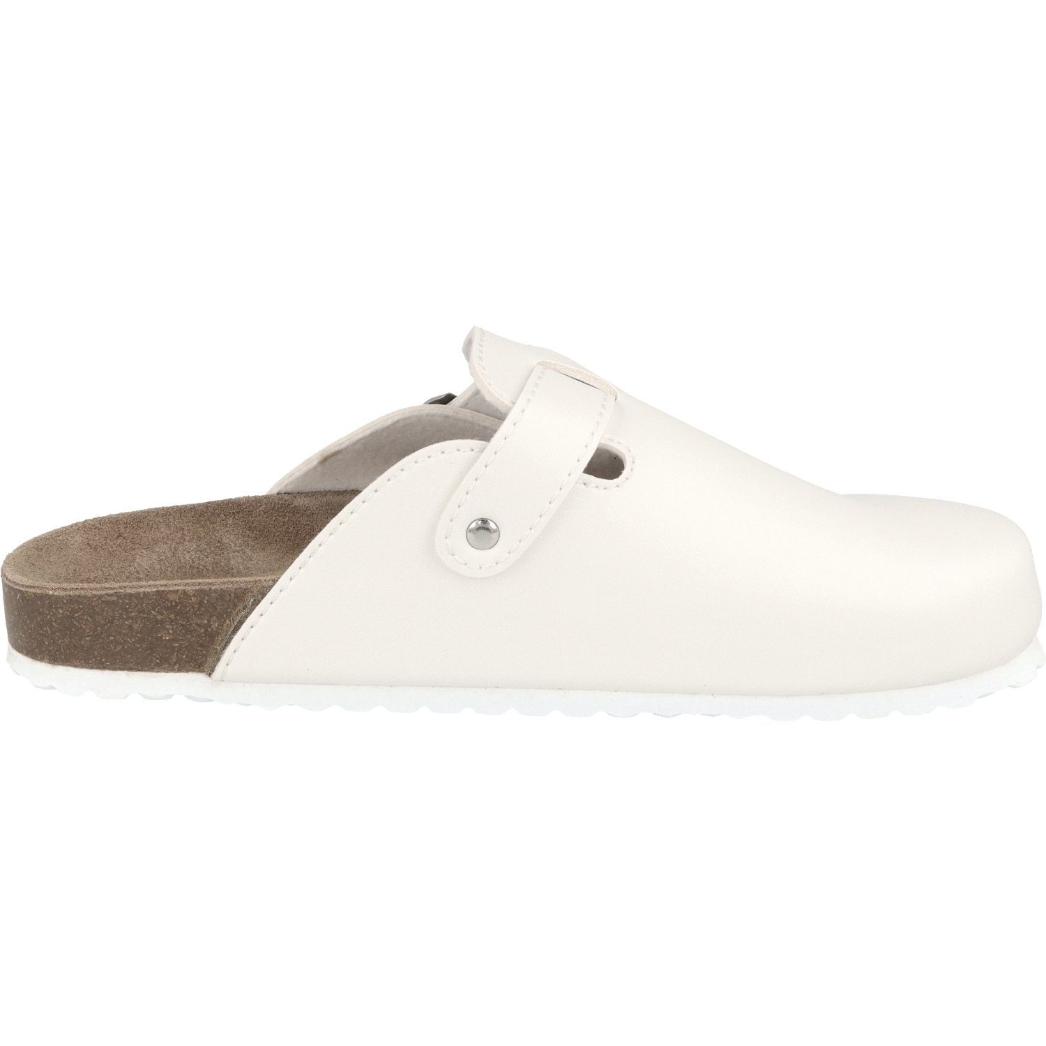 SUPERSOFT Unisex Weiß Arzthelfer Schuhe Krankenschwester Clog Lederfußbett, verstellbare Schnalle