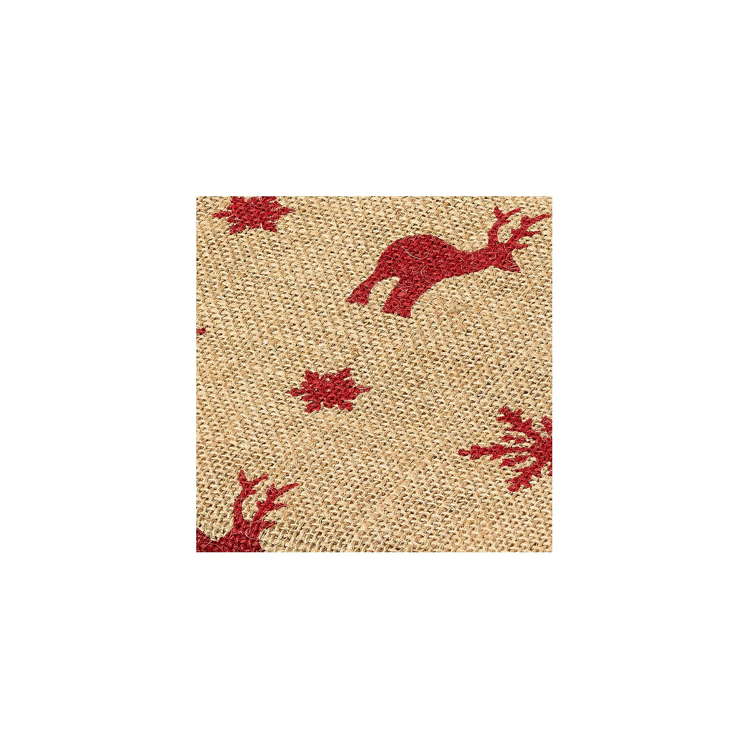 Jute (Rupfen), natur/rot mit Rentieren
