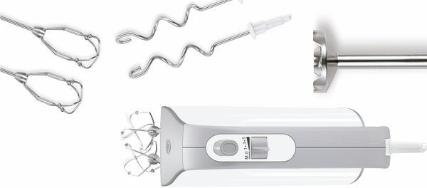 BOSCH Handmixer Styline MFQ4075DE, 550 W, 2 Rührbesen, 2 Edelstahl-Knethaken, 2 Turbobesen, Pürierstab