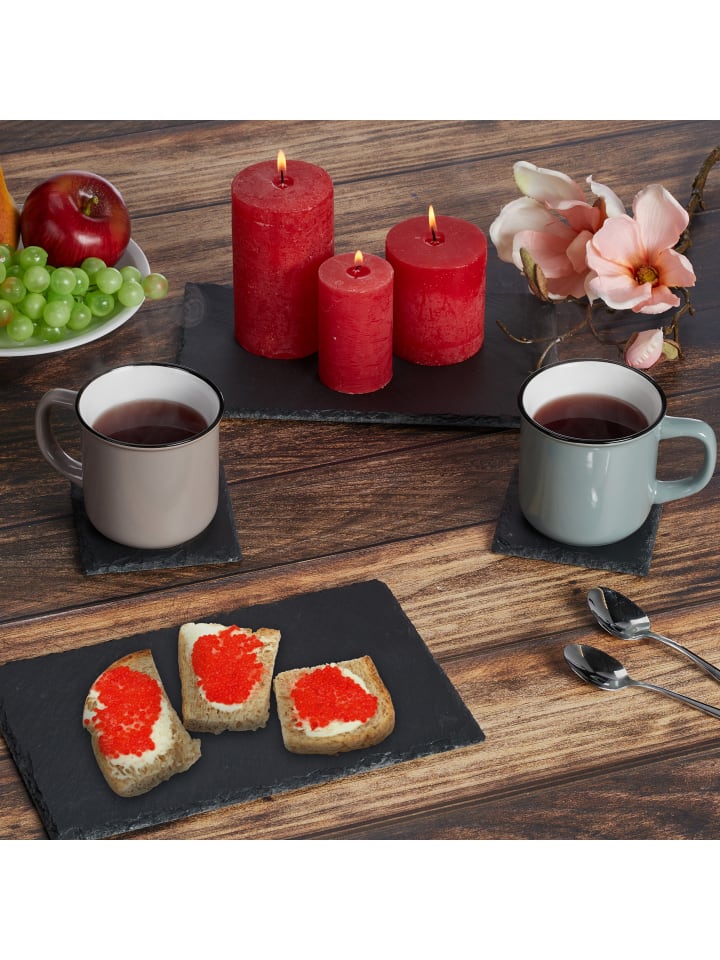 relaxdays 4 x Schieferplatte in Anthrazit - (B)26 x (T)16 cm günstig kaufen onesize
