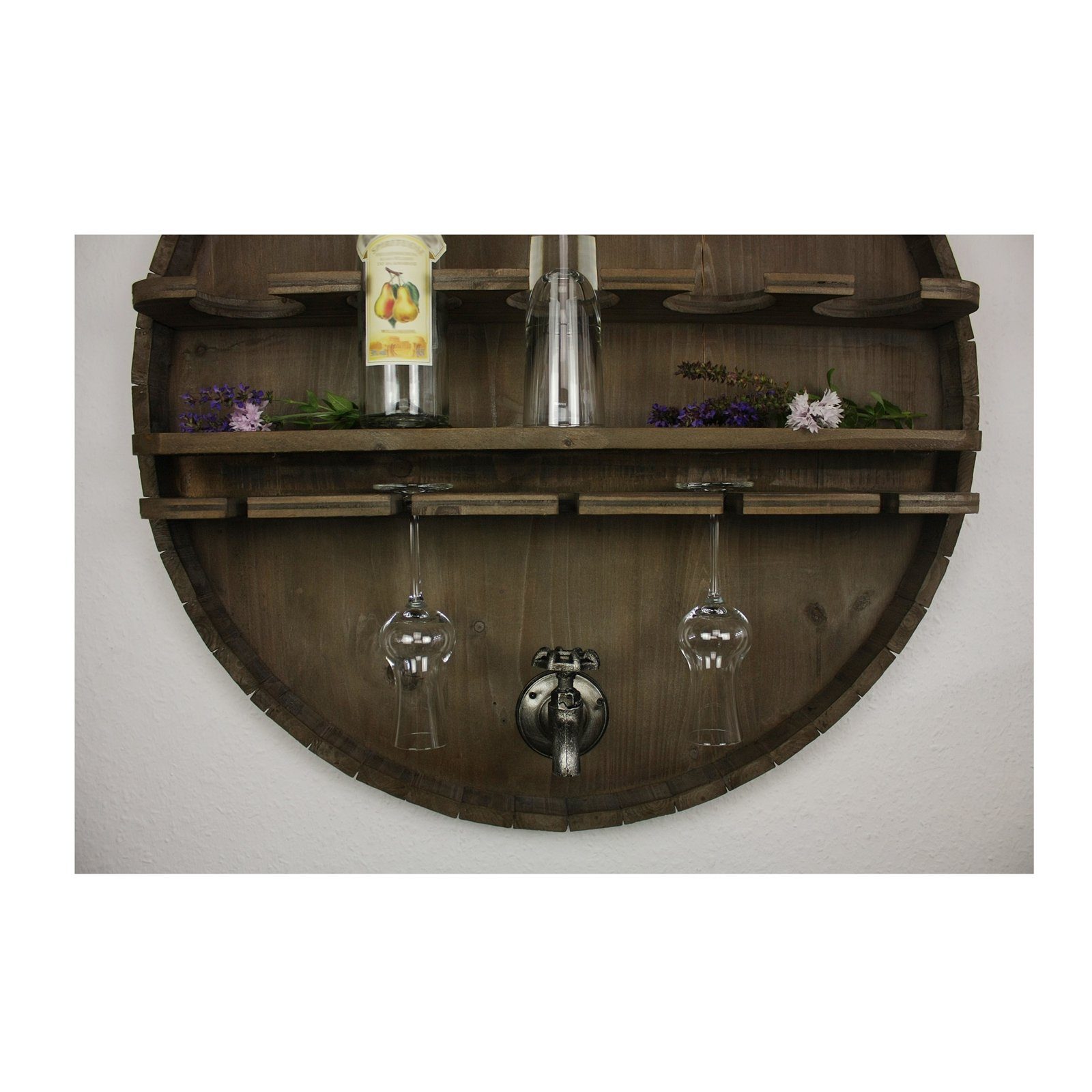 HTI-Line Weinregal Wandbar Weinfass Likörbar Grappabar Weinbar, Weinhalter Holz Flaschenregal Vintage