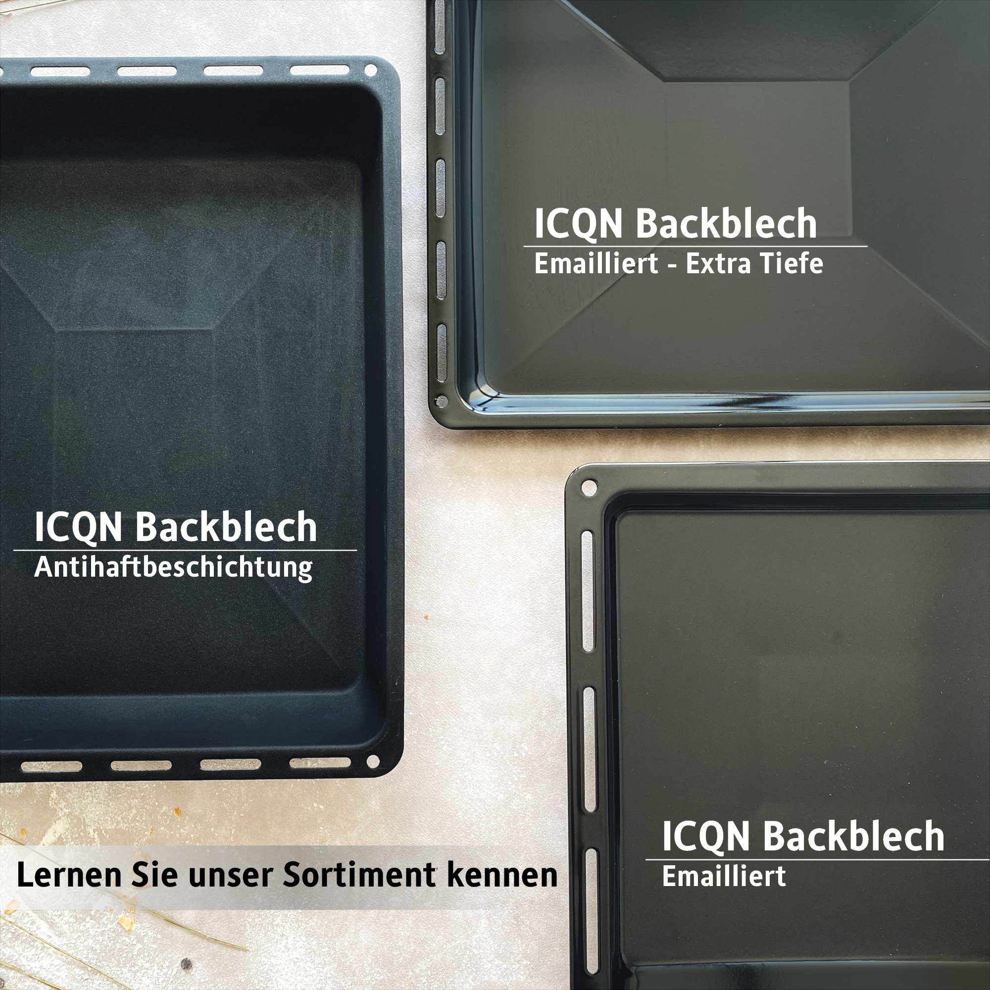 ICQN Backblech 455 x 375 mm, Antihaftbeschichtung, (1-St), Fettpfanne für Backofen, Kratzfest, Non-Stick