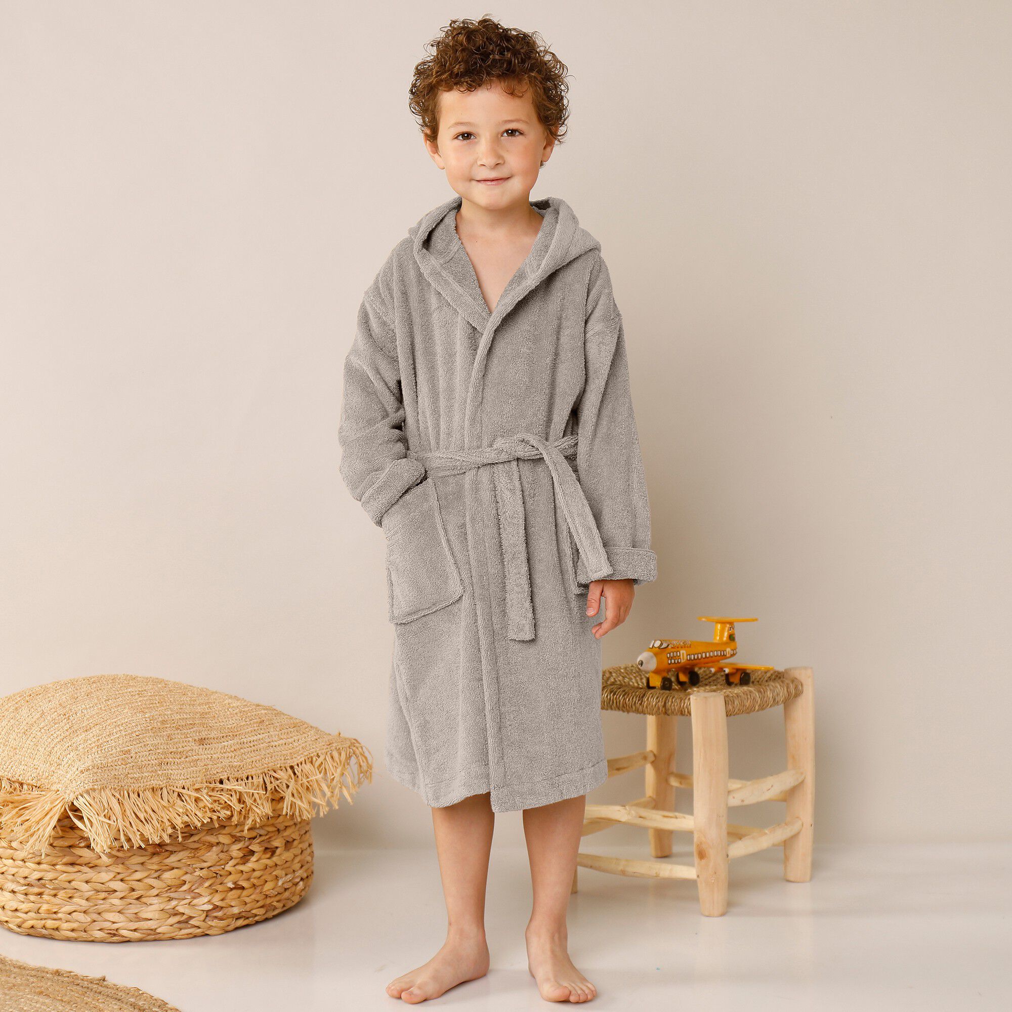 Peignoir de bain enfant ourson à capuche éponge coton