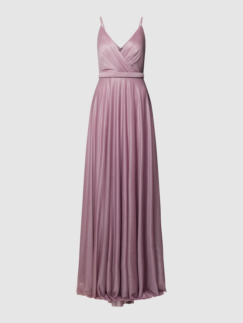 Abendkleid in schimmernder Optik in mauve meliert