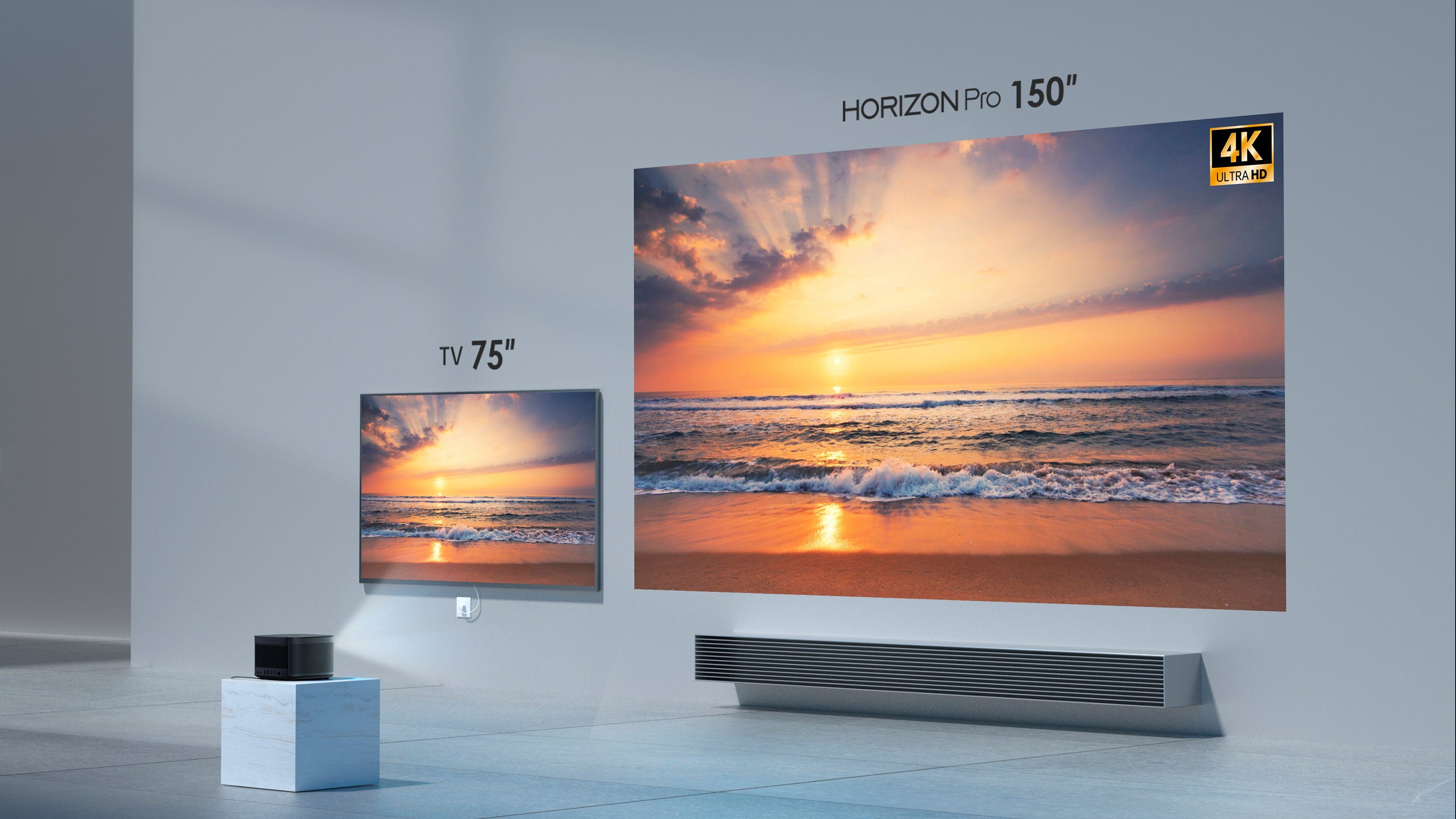 XGIMI HORIZON Pro 4K Beamer (2200 lm, 10000:1, 3840 x 2160 px, Smart Beamer, 4K, 2200 ANSI-Lumen, auto. Keystone)
