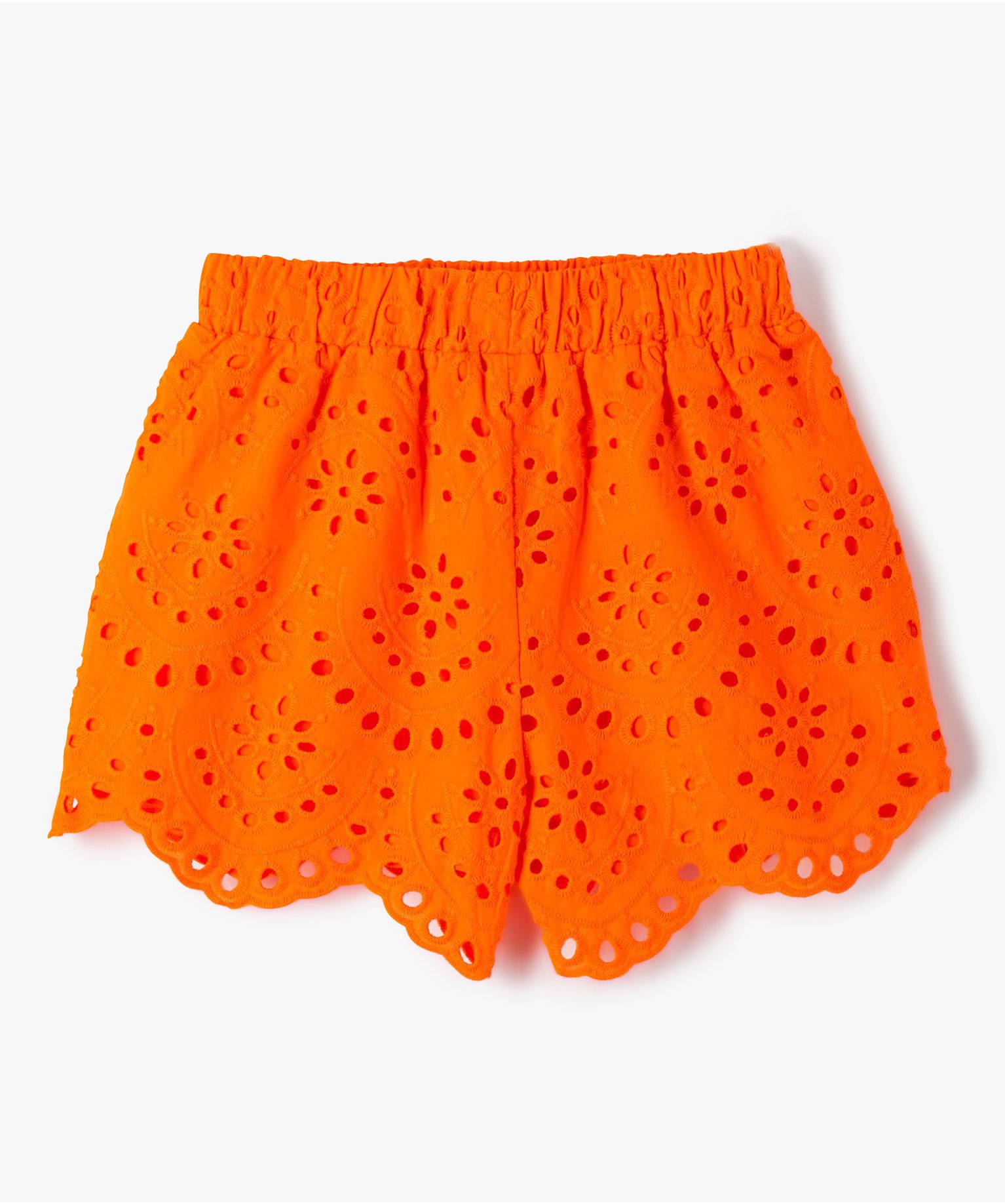 Short fille en broderie anglaise orange | GEMO