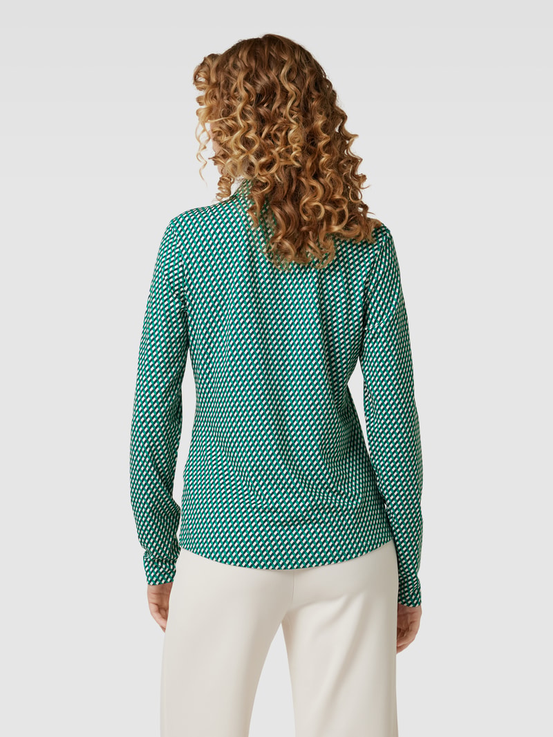 Hemdbluse aus Viskose-Elasthan-Mix mit Allover-Muster in grasgrün