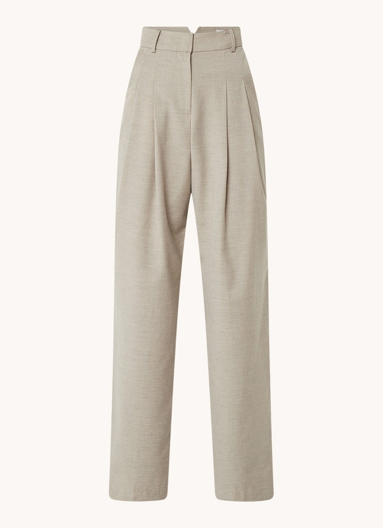 Pantaloni drepți cu talie înaltă, din material Mulberry, de la Frankie Shop, confecționați dintr-un amestec de lână.