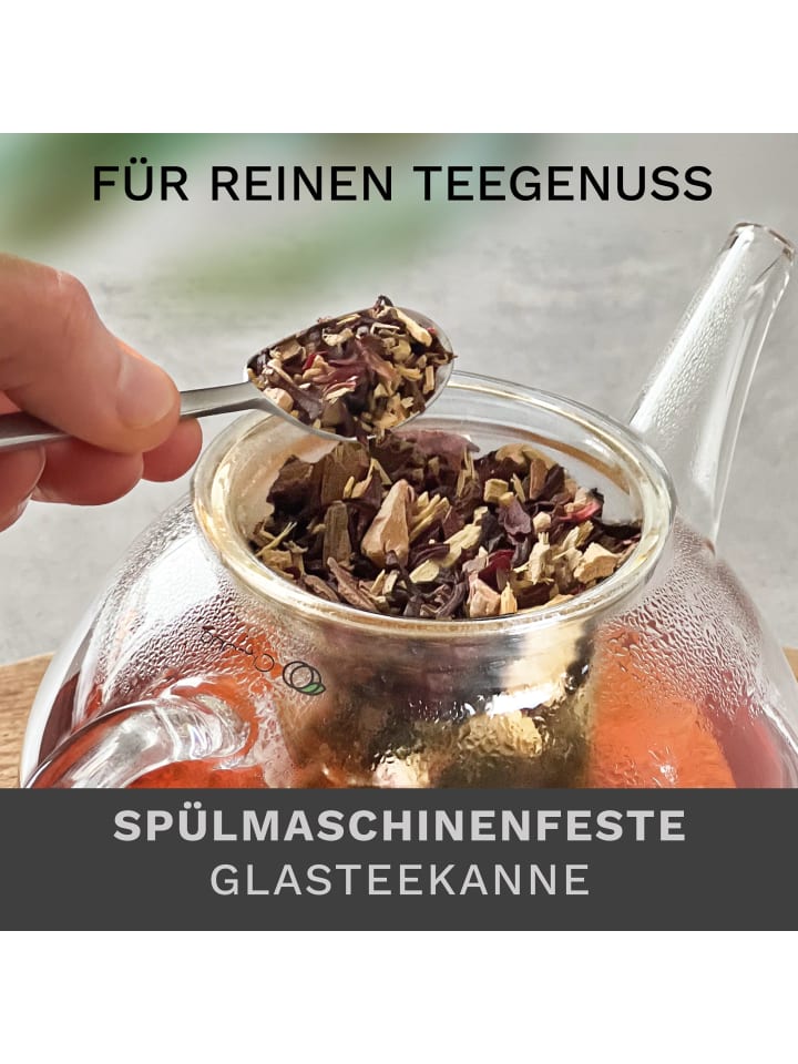 Creano Teekanne 1,2l bauchig   Edelstahl-Stövchen „Leaf schwarz“ im Set günstig kaufen onesize