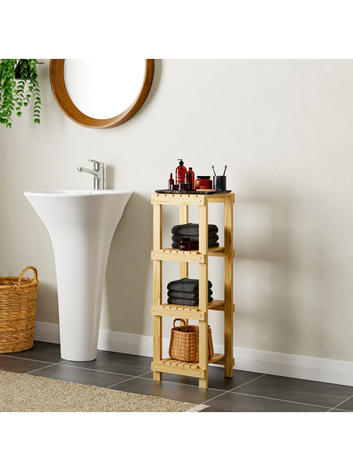 en.casa Badezimmerregal Kinnula in Beige Ohne Farbe (H)90cm (T)30cm (B)30cm günstig kaufen onesize